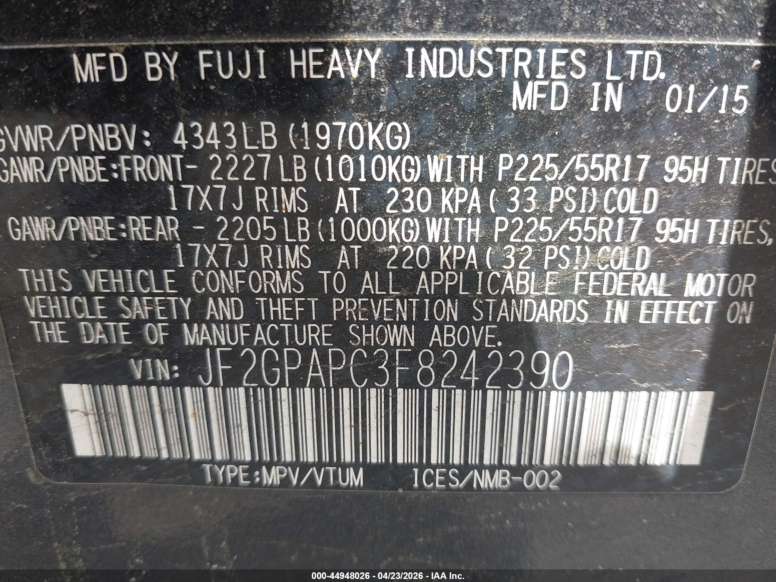 SUBARU XV image 9