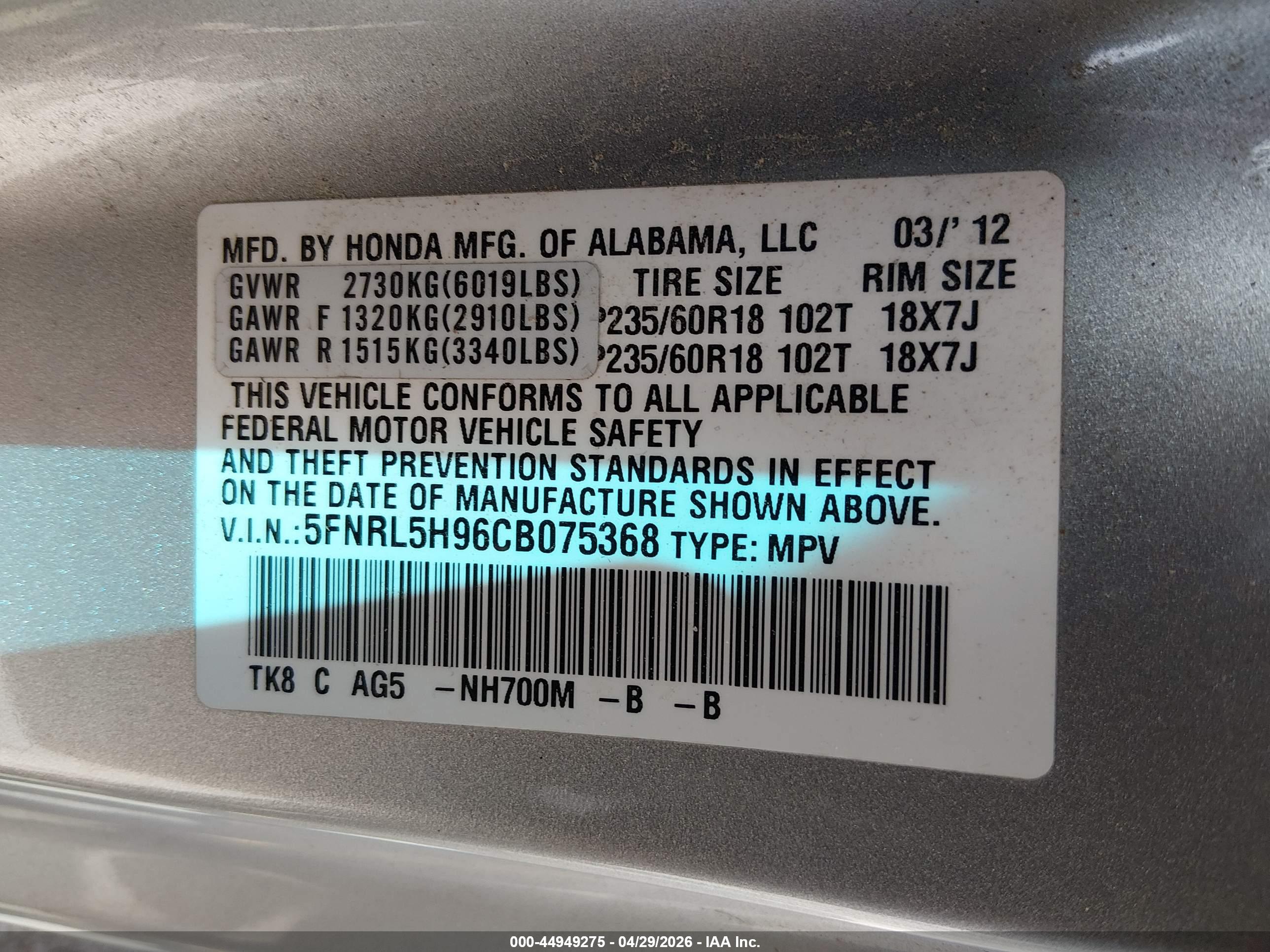 HONDA ODYSSEY image 9