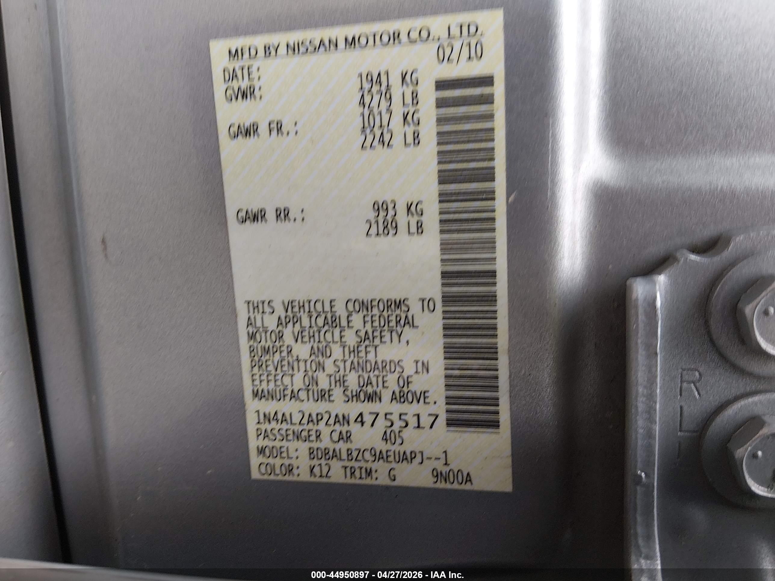 NISSAN ALTIMA image 9