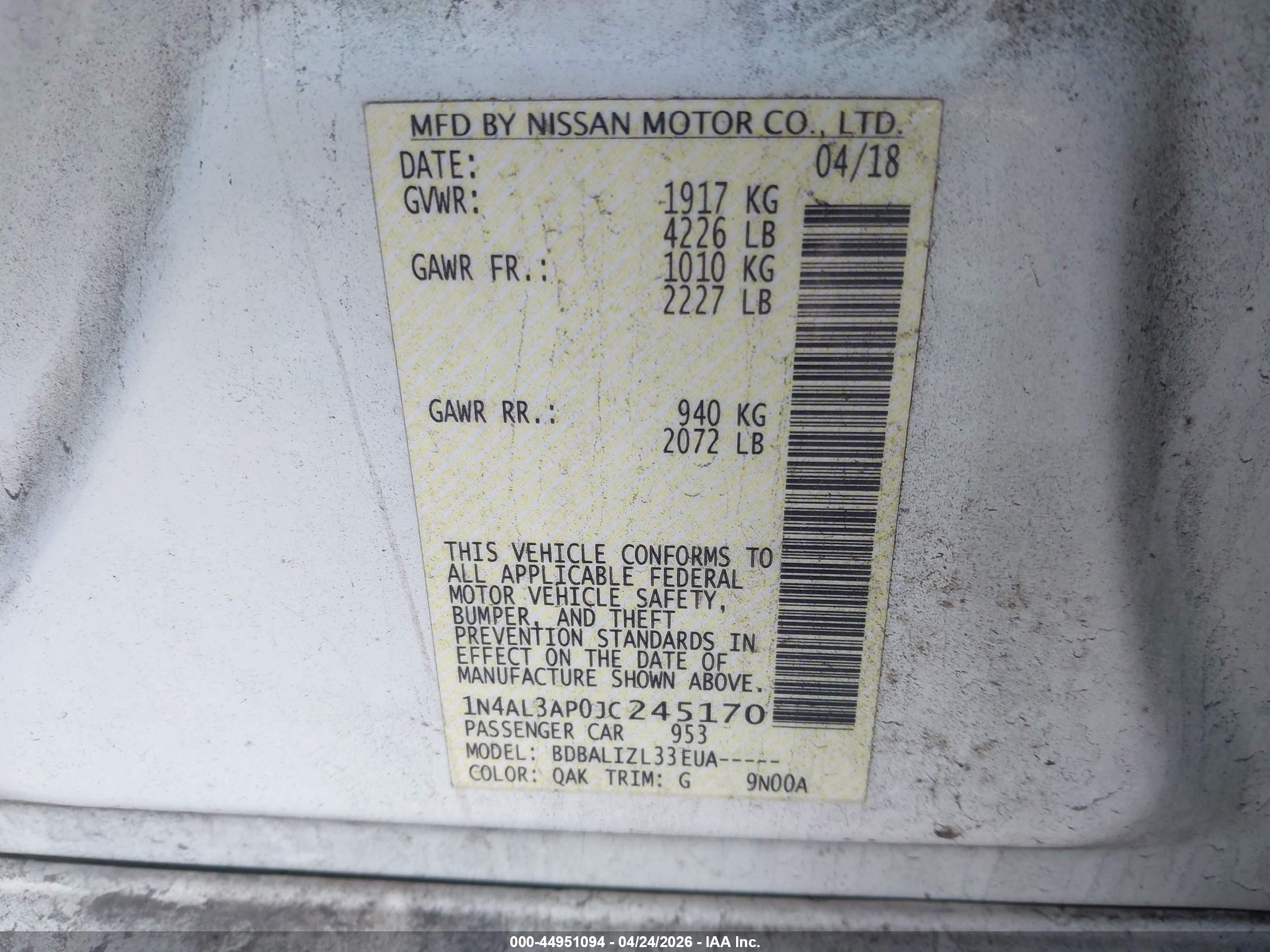 NISSAN ALTIMA image 9