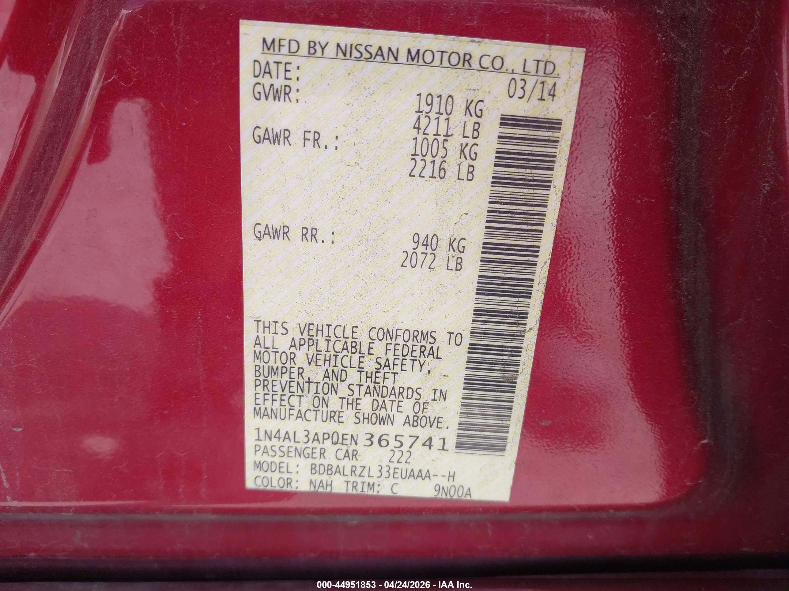 NISSAN ALTIMA image 9