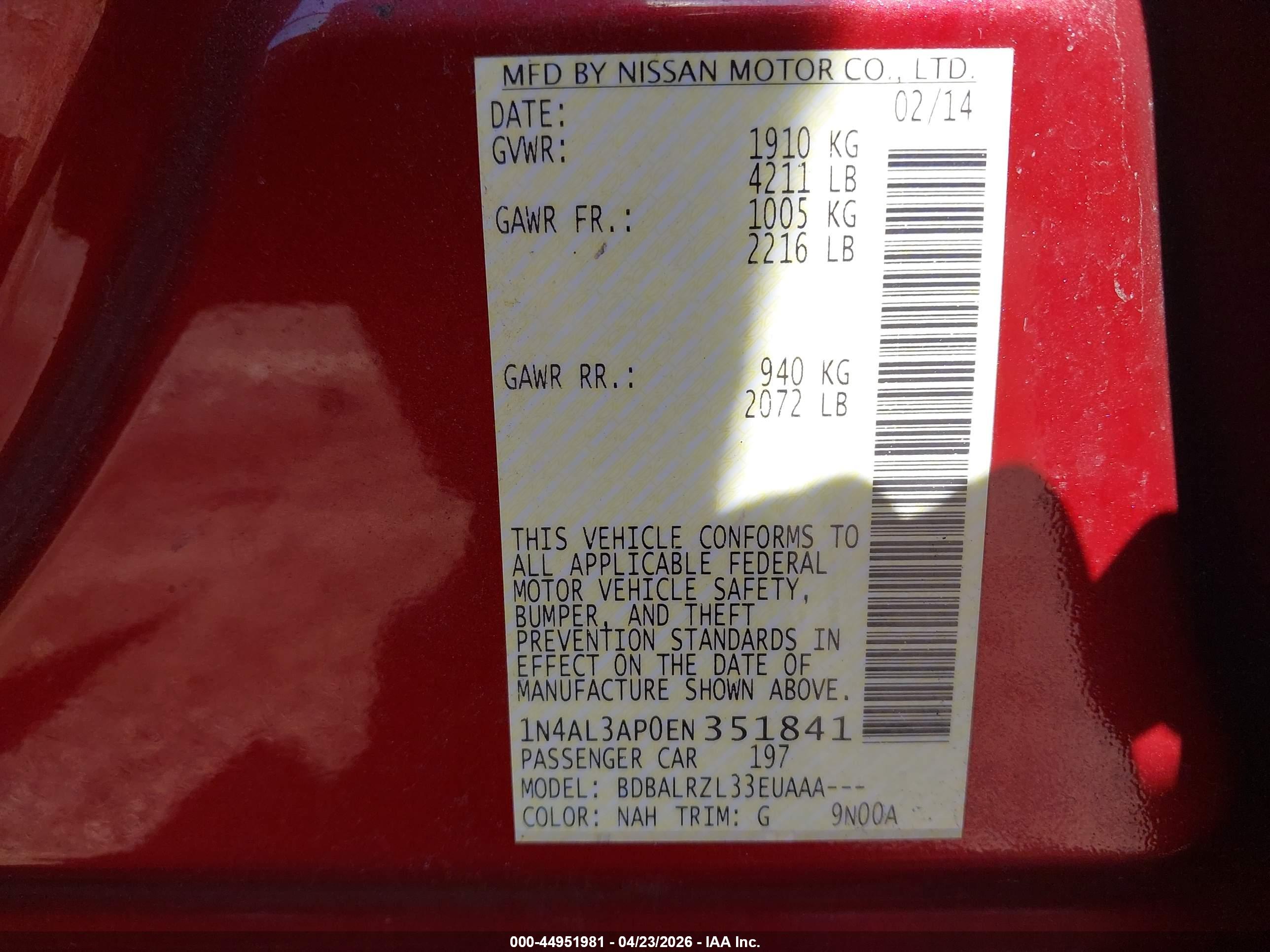NISSAN ALTIMA image 9