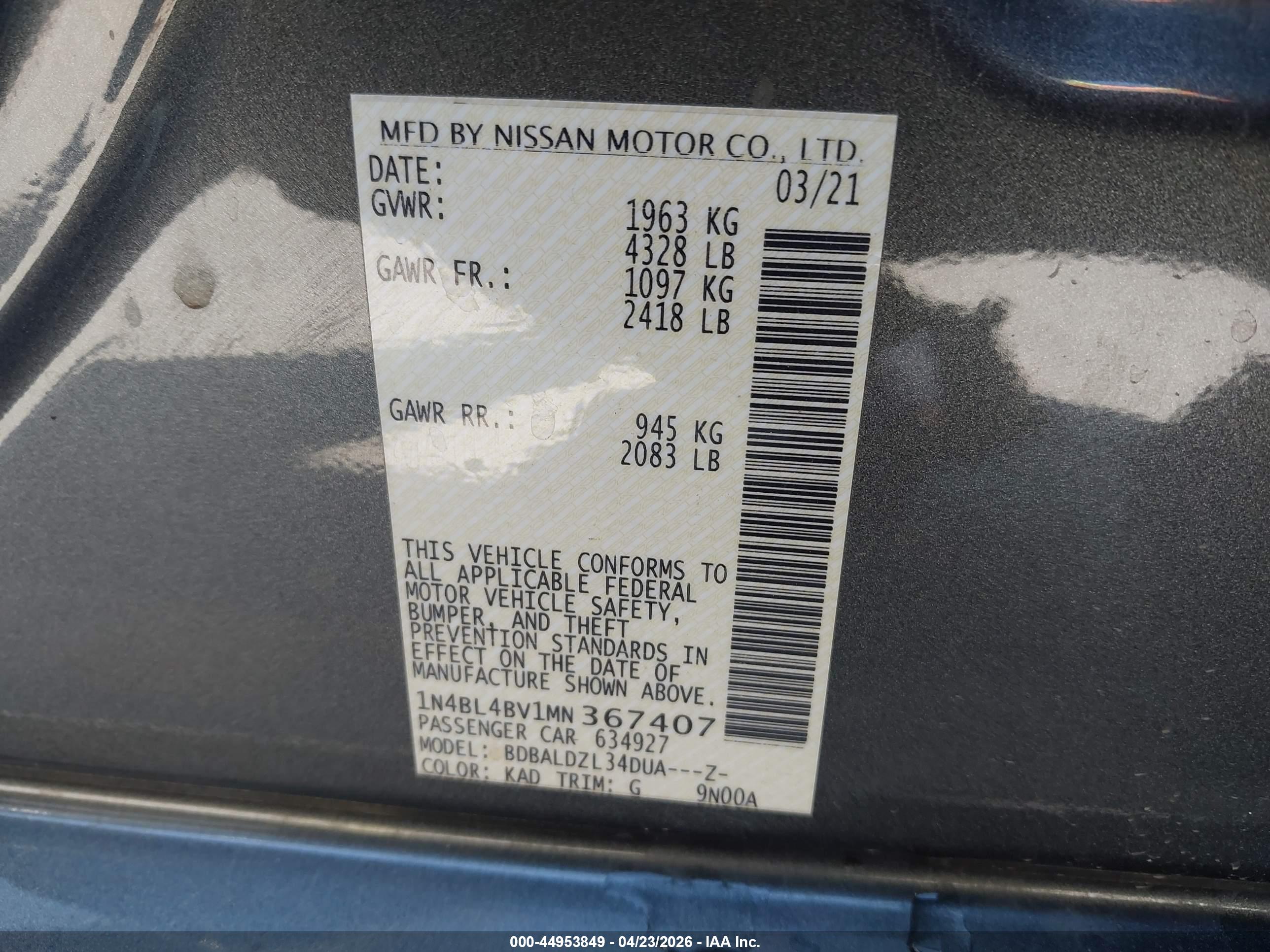 NISSAN ALTIMA image 9
