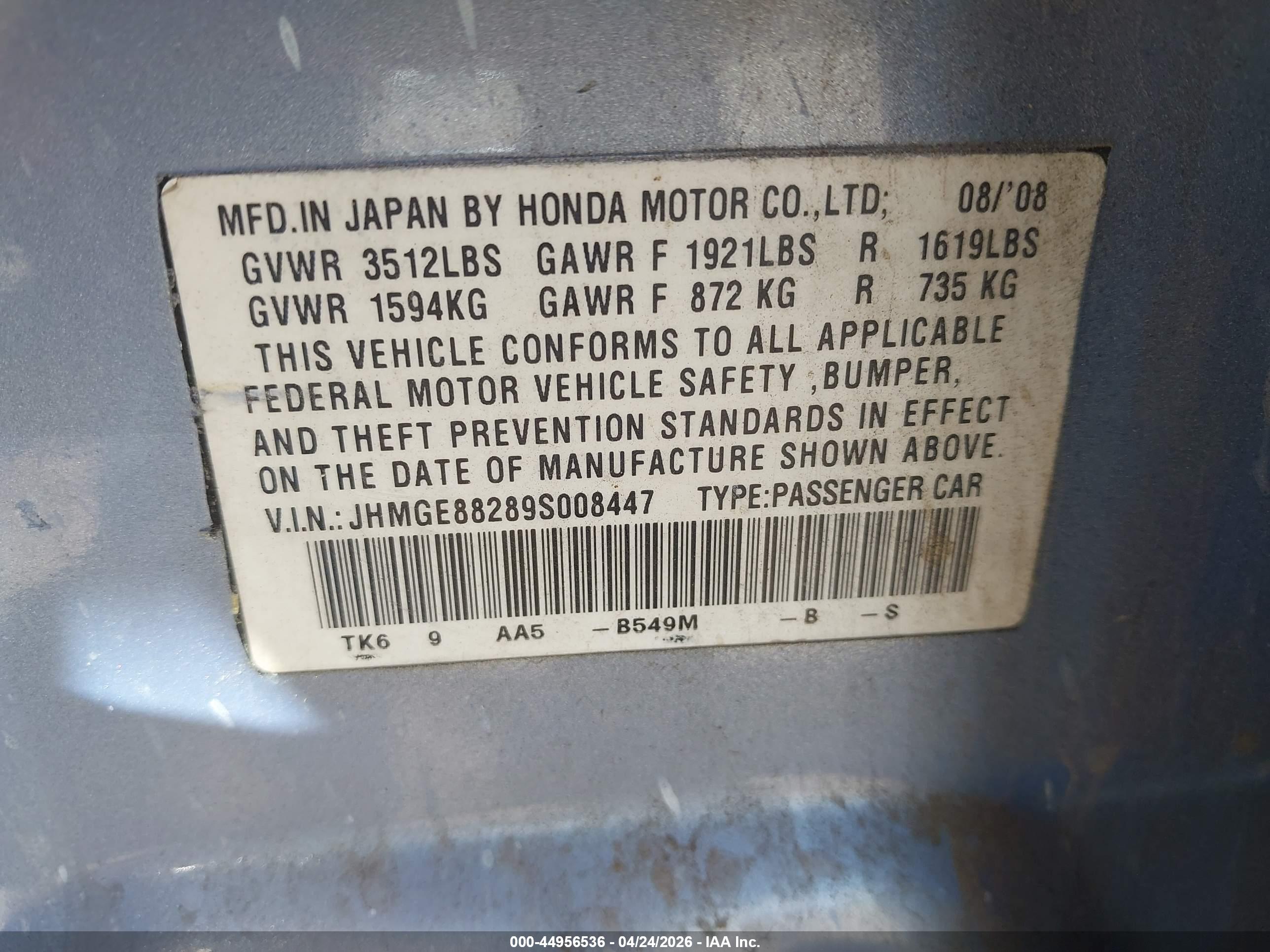HONDA FIT image 9