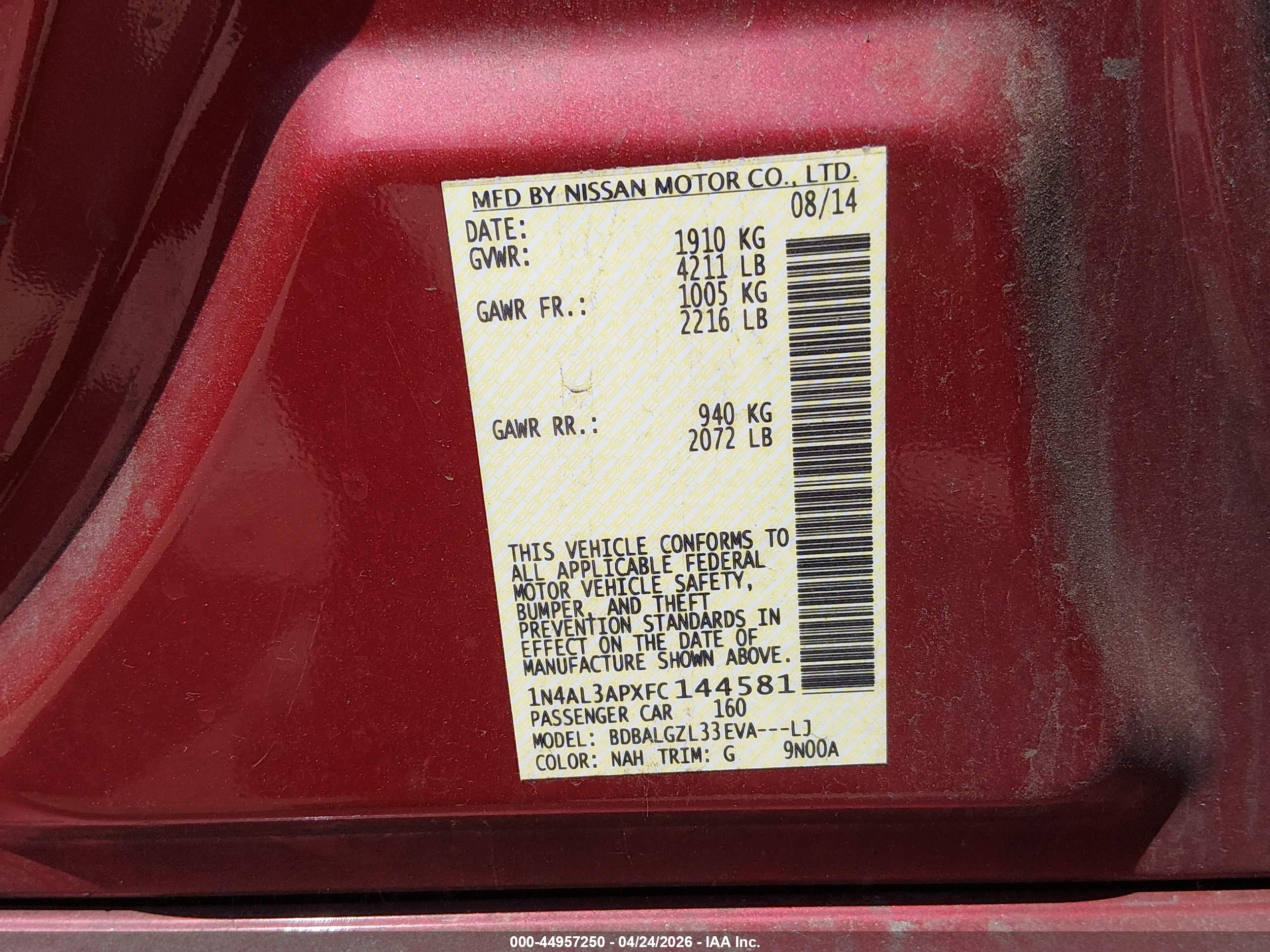 NISSAN ALTIMA image 9