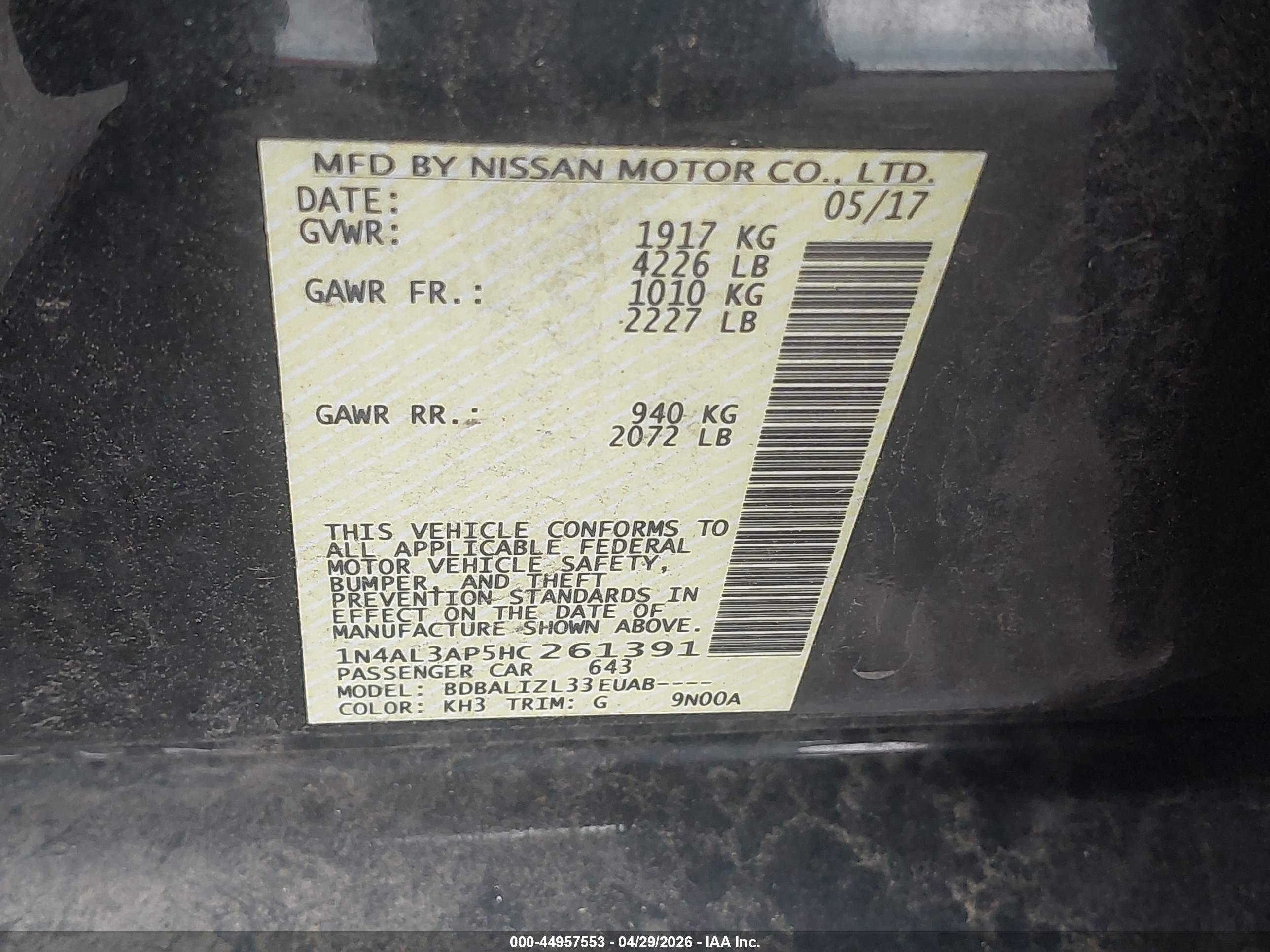 NISSAN ALTIMA image 9