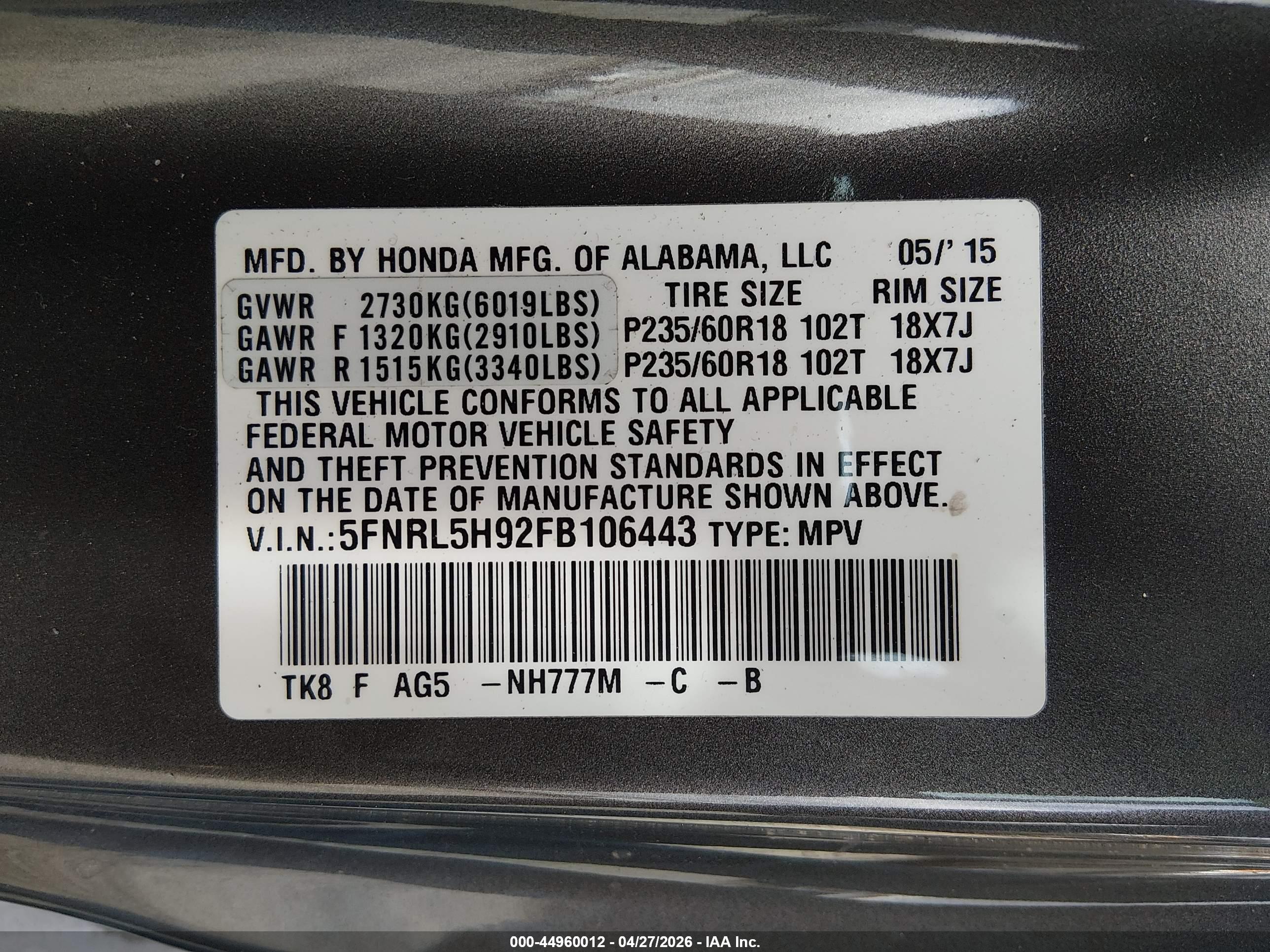HONDA ODYSSEY image 9