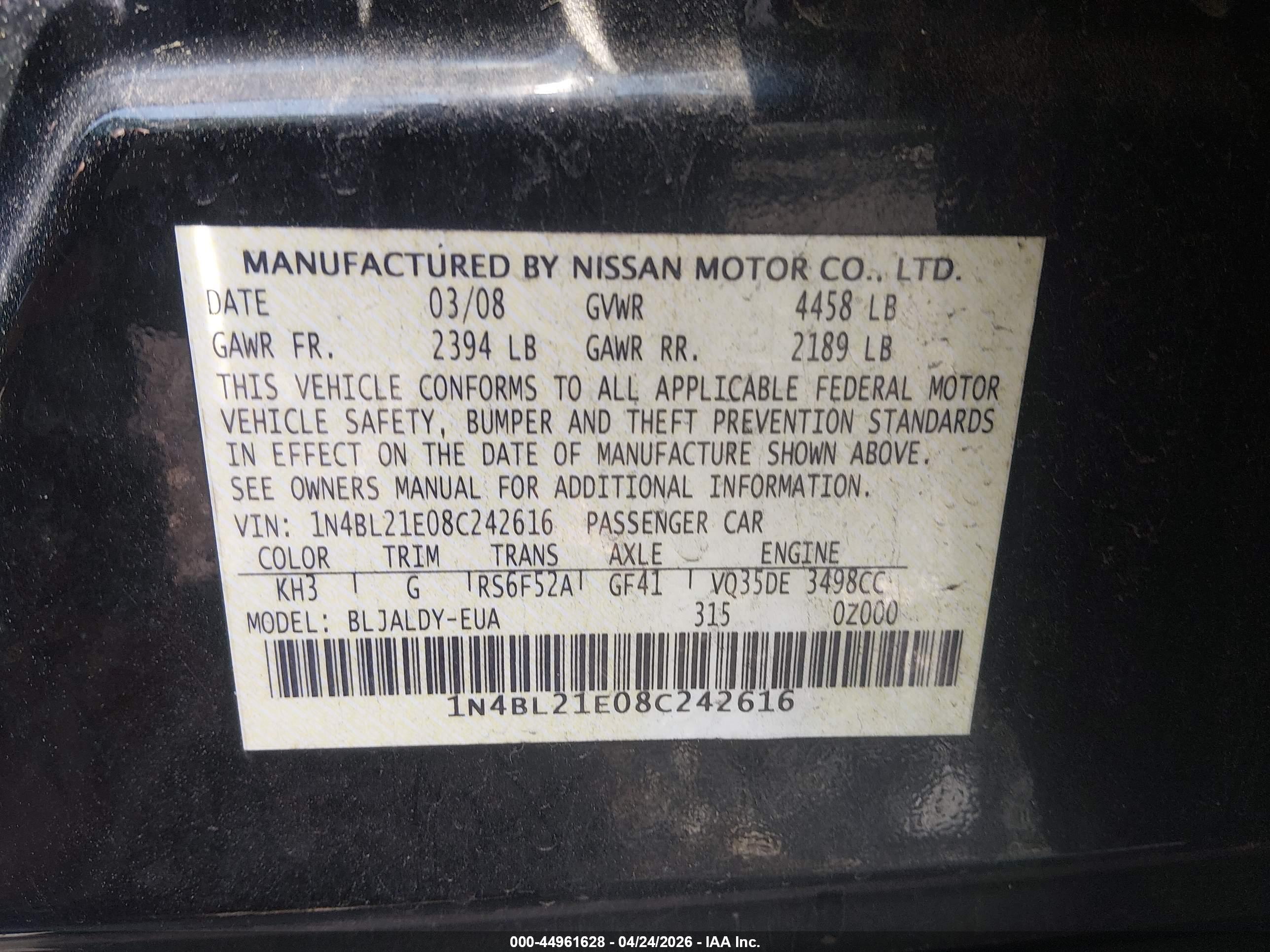 NISSAN ALTIMA image 9