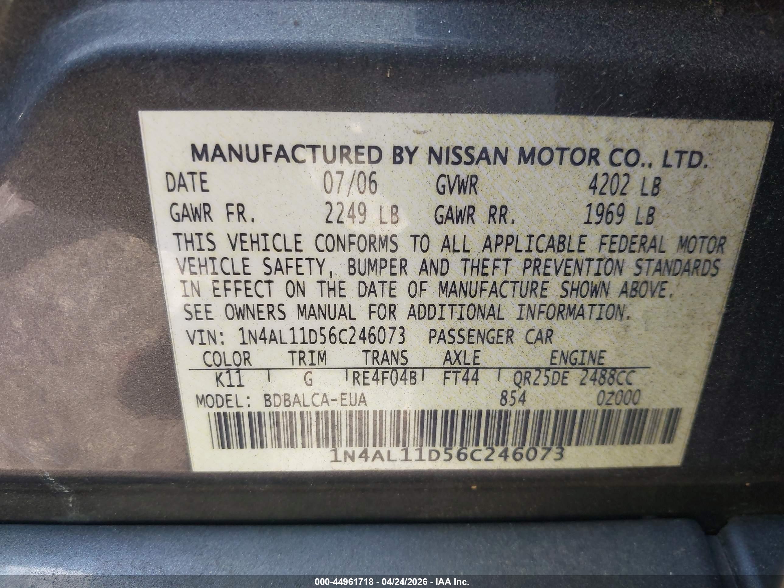 NISSAN ALTIMA image 9