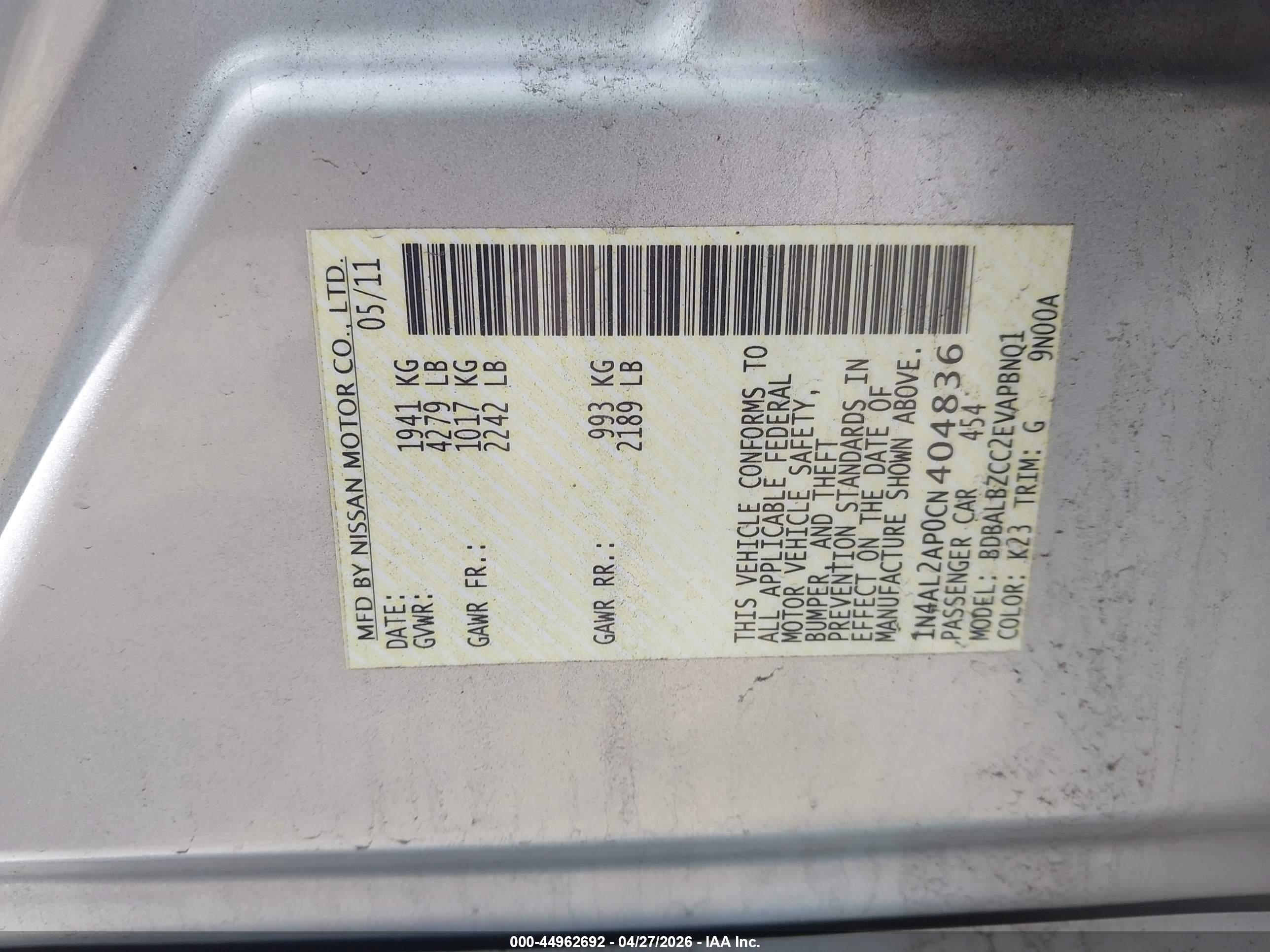NISSAN ALTIMA image 9