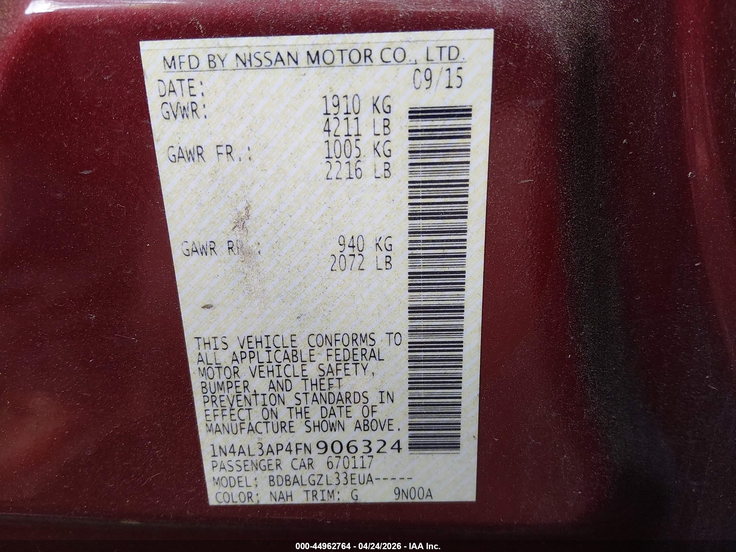 NISSAN ALTIMA image 9
