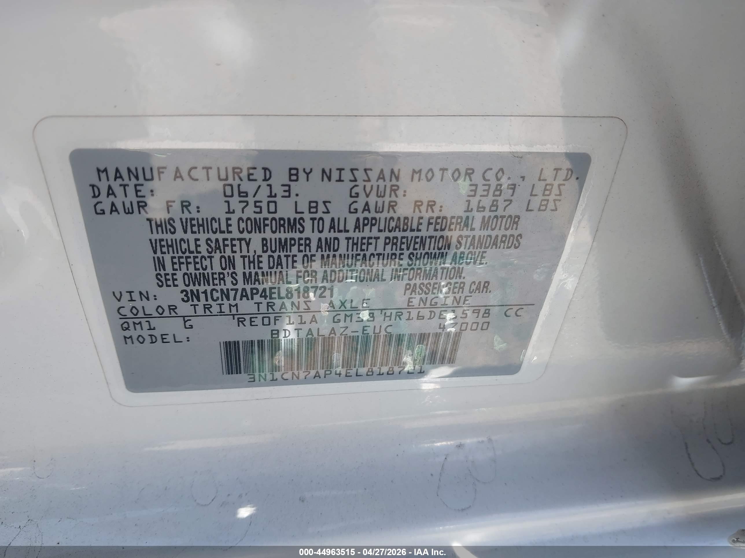 NISSAN VERSA image 9