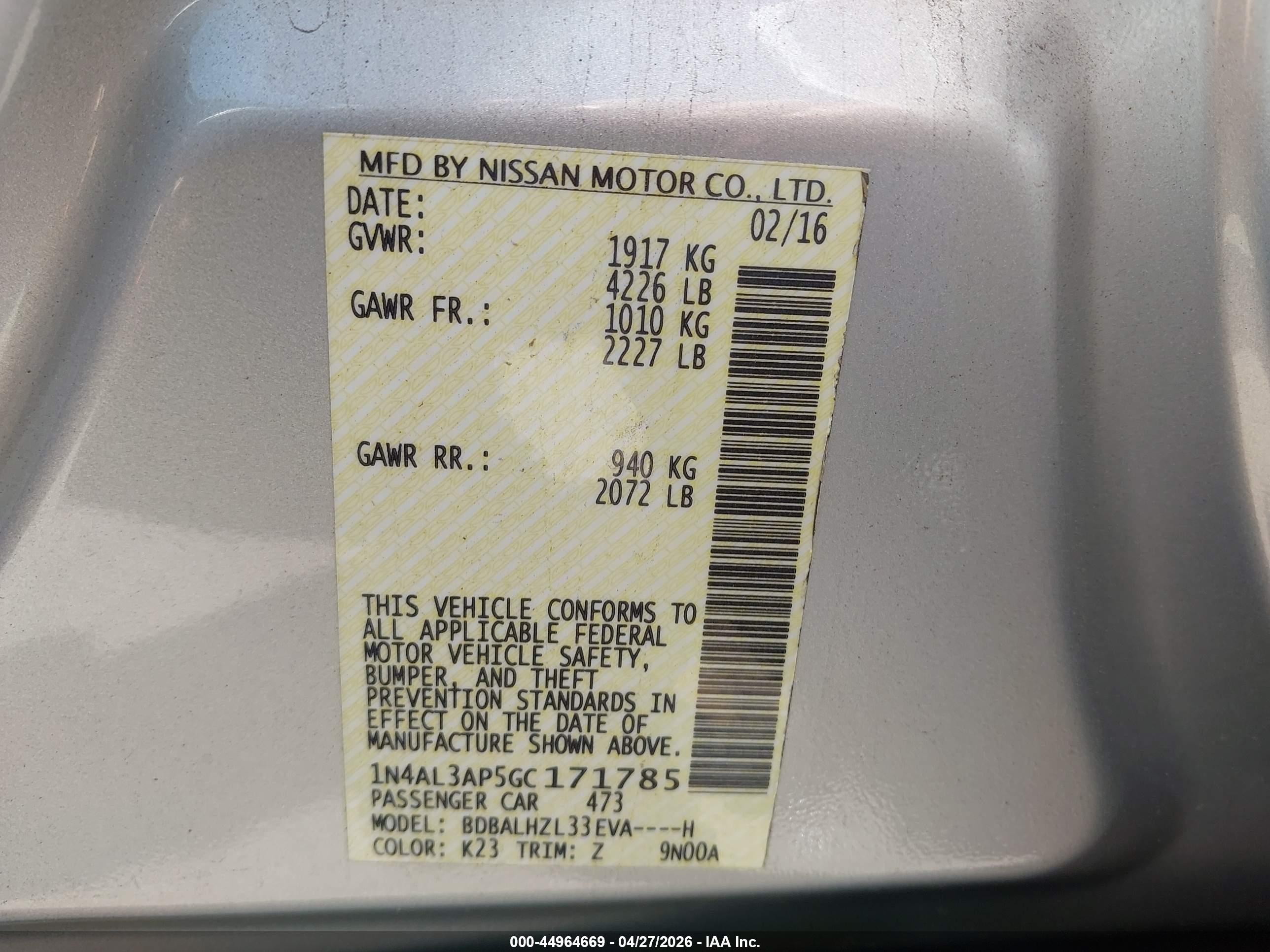 NISSAN ALTIMA image 9