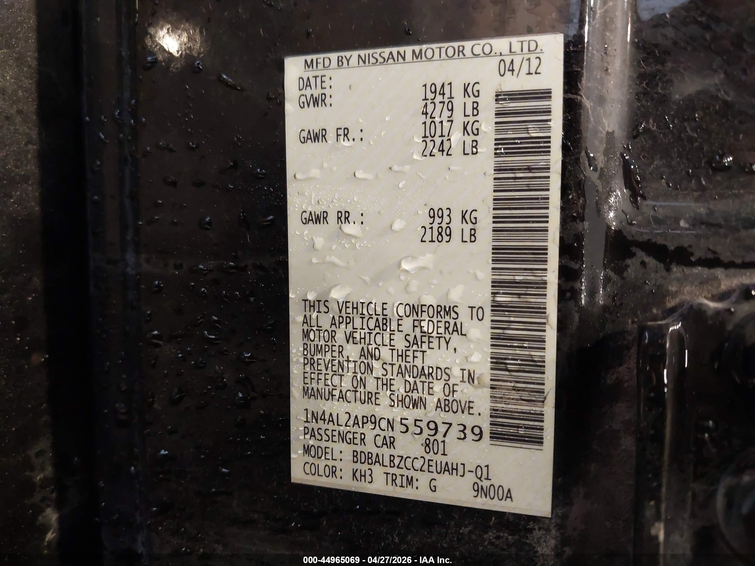 NISSAN ALTIMA image 9