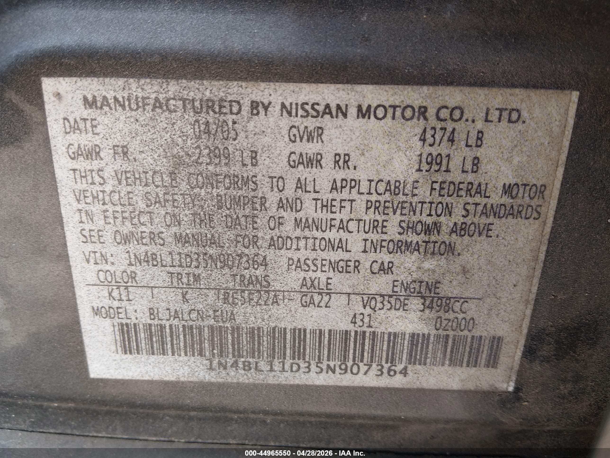 NISSAN ALTIMA image 9