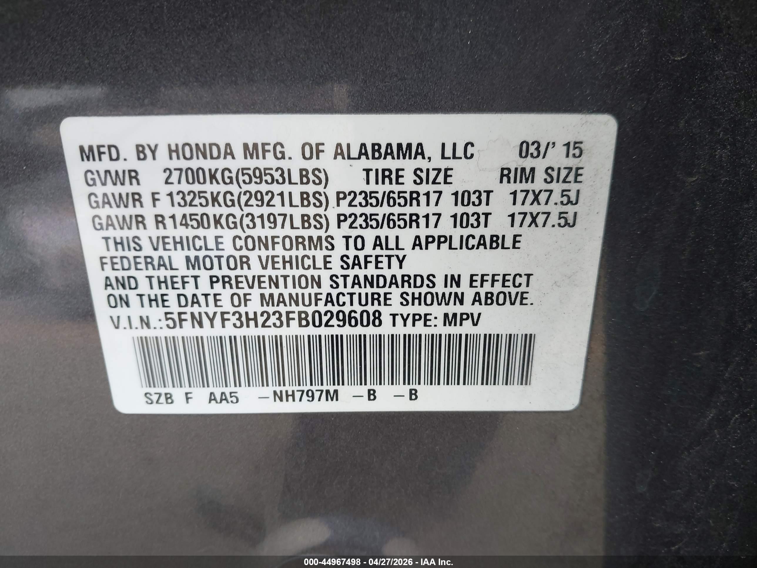 HONDA PILOT image 9