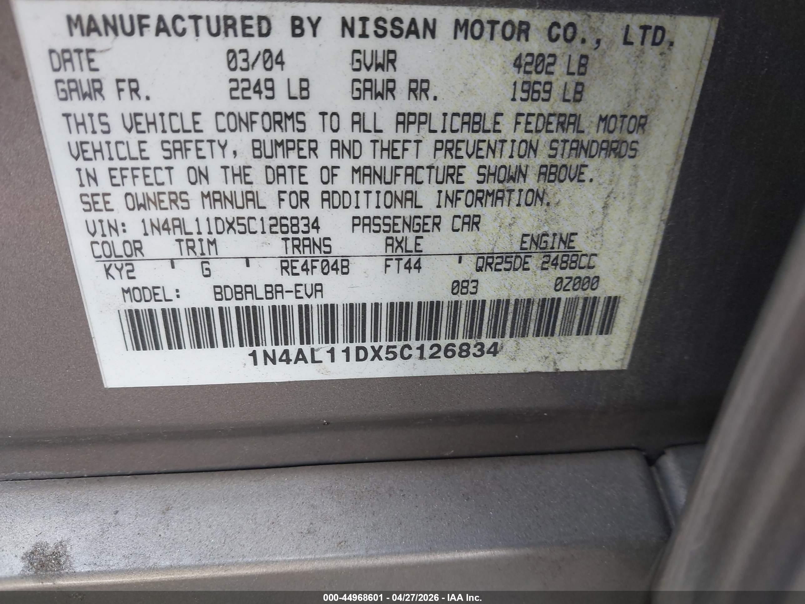 NISSAN ALTIMA image 9