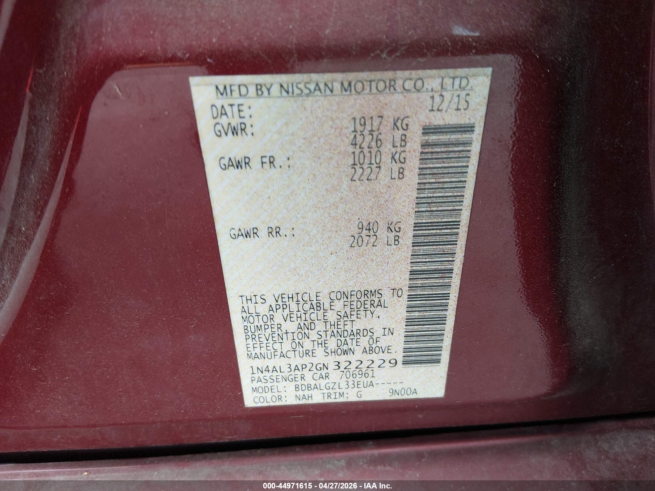 NISSAN ALTIMA image 9