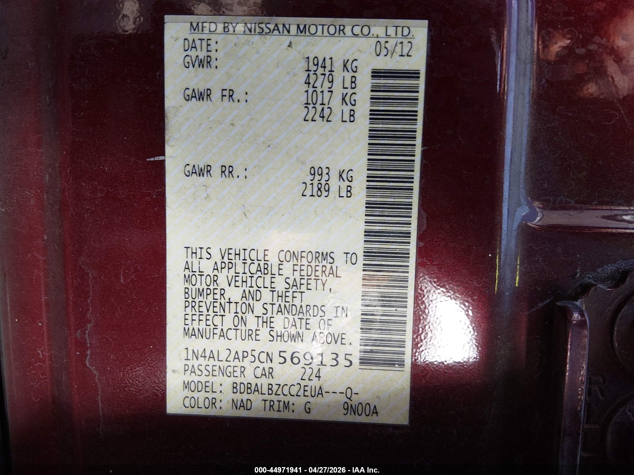 NISSAN ALTIMA image 9