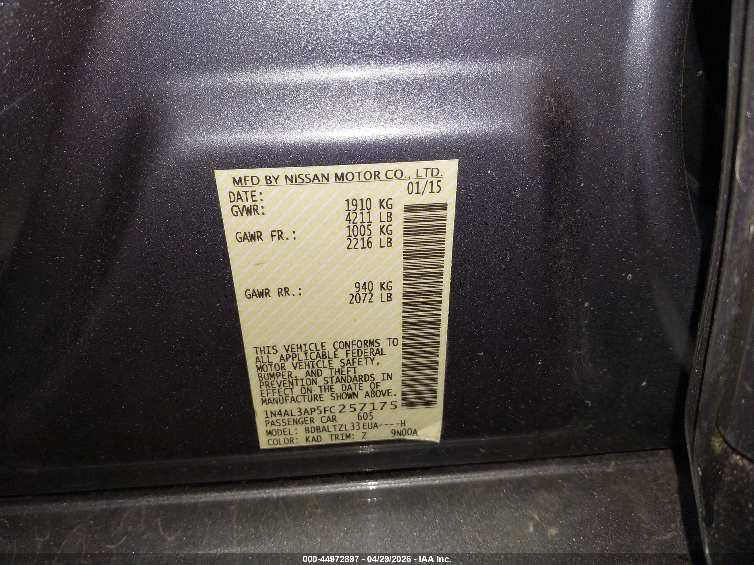 NISSAN ALTIMA image 9