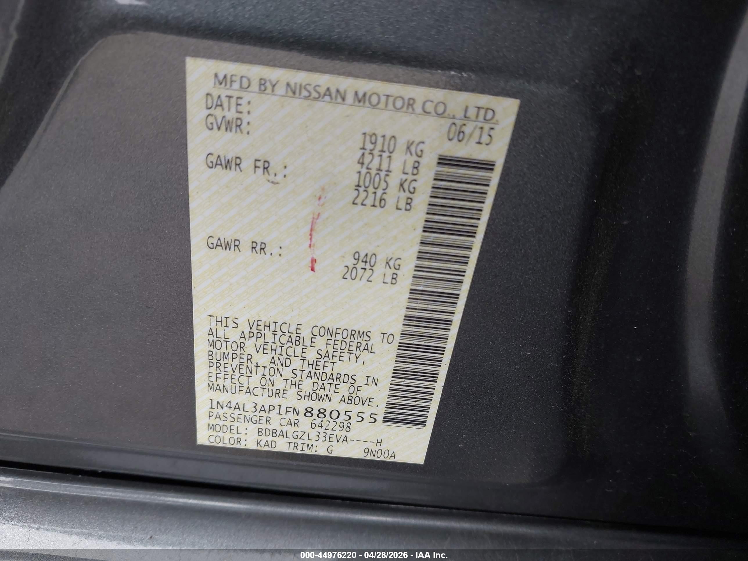 NISSAN ALTIMA image 9