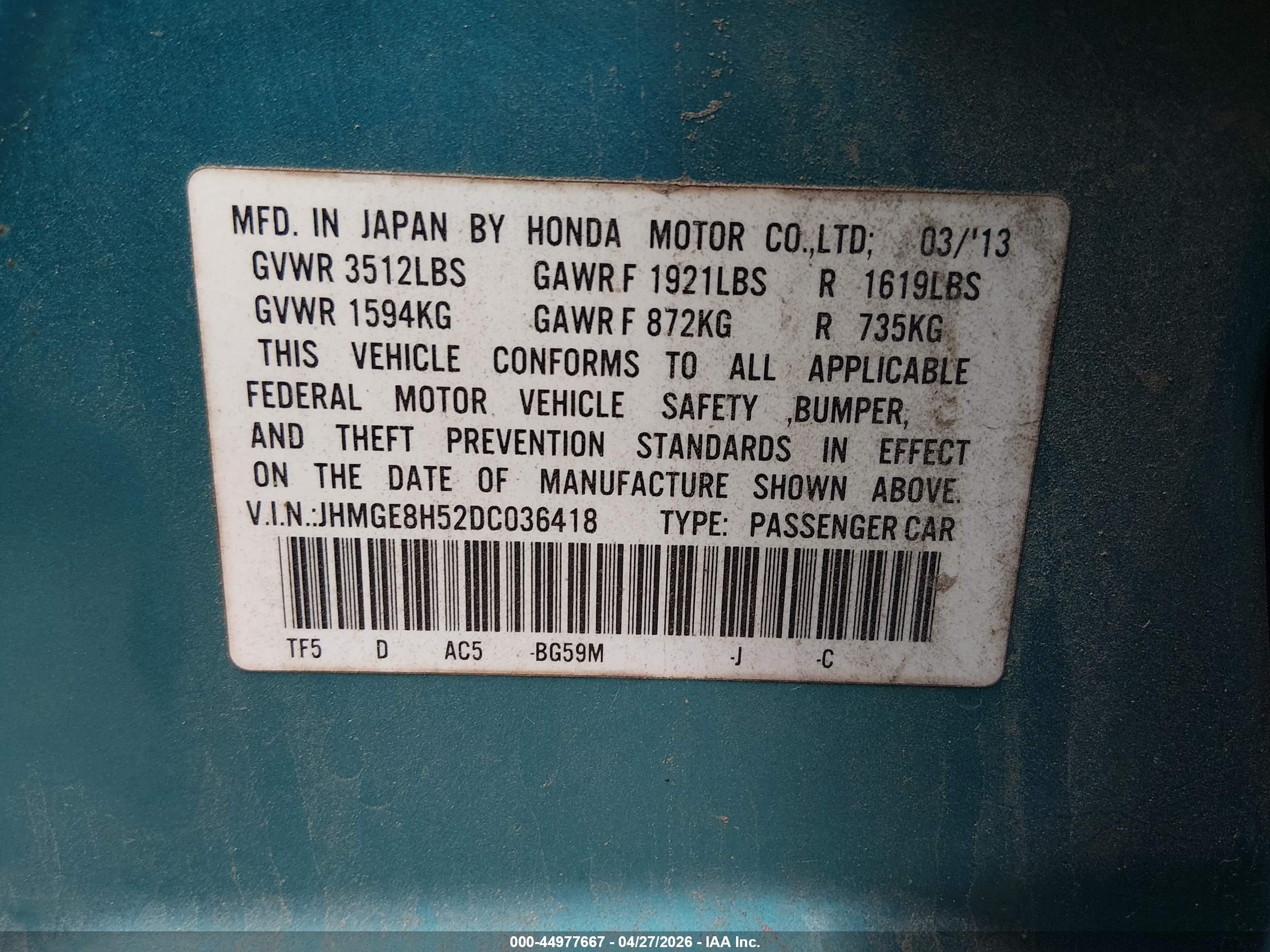 HONDA FIT image 9