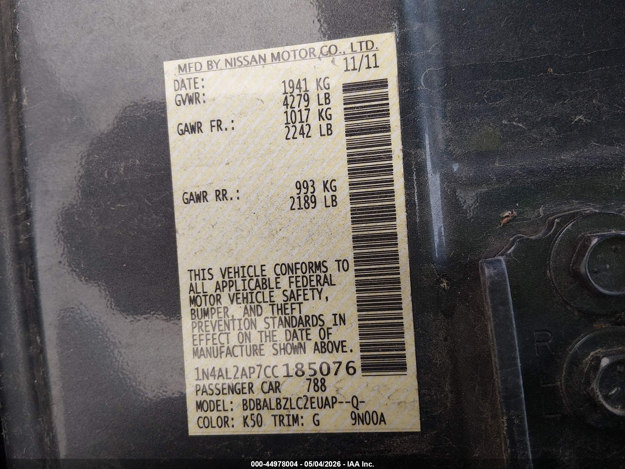 NISSAN ALTIMA image 9