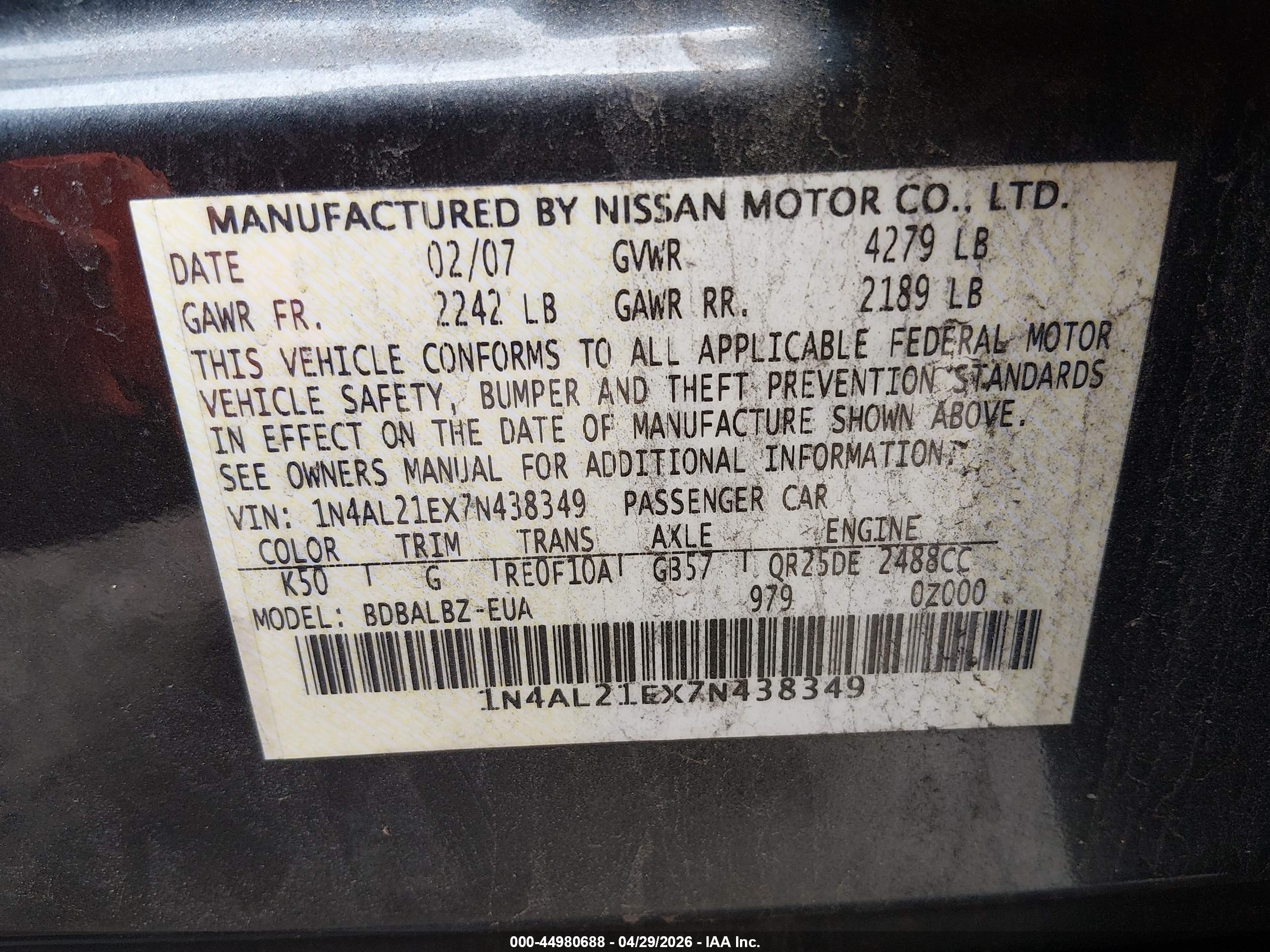 NISSAN ALTIMA image 9
