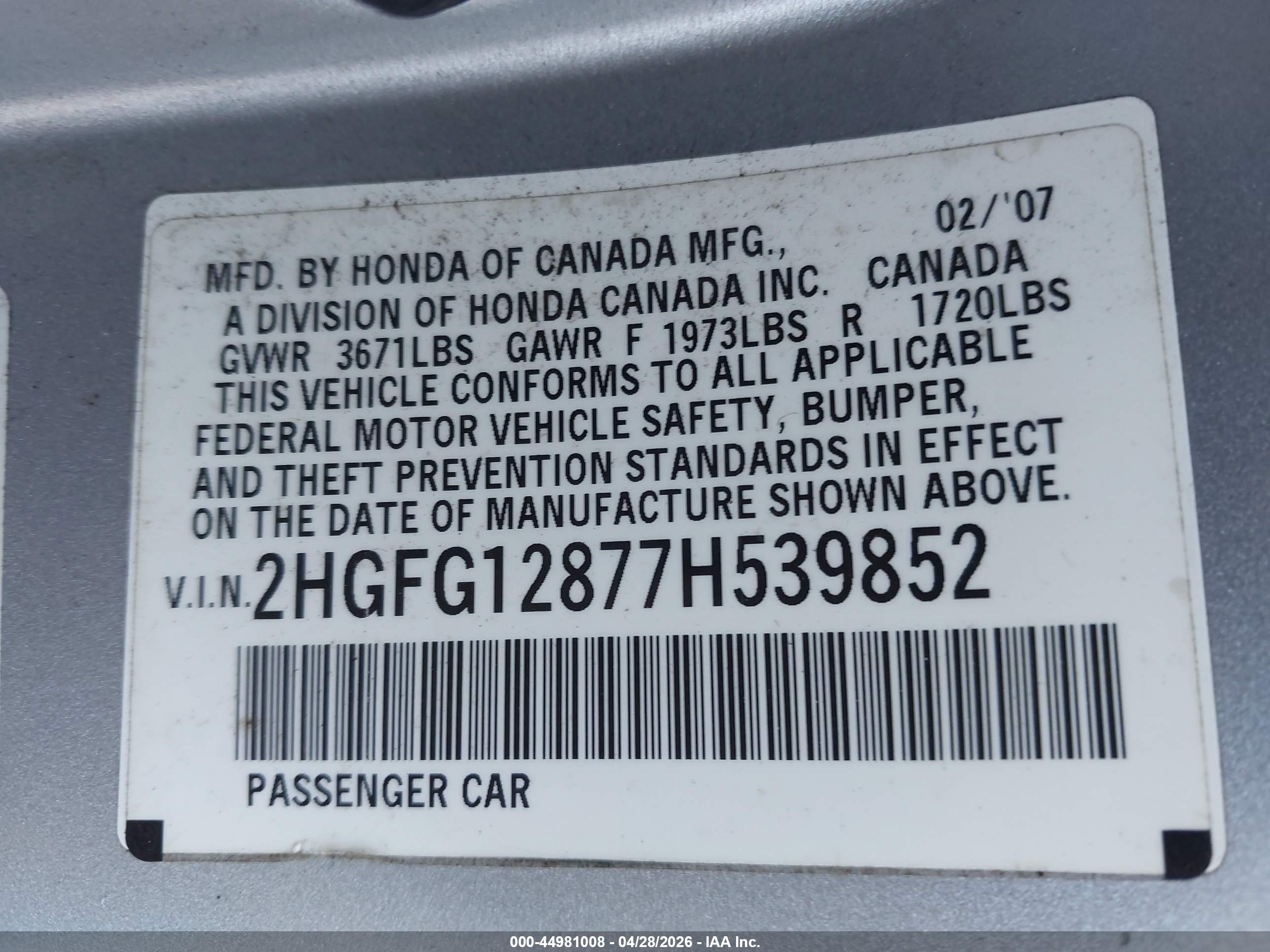 HONDA CIVIC image 9