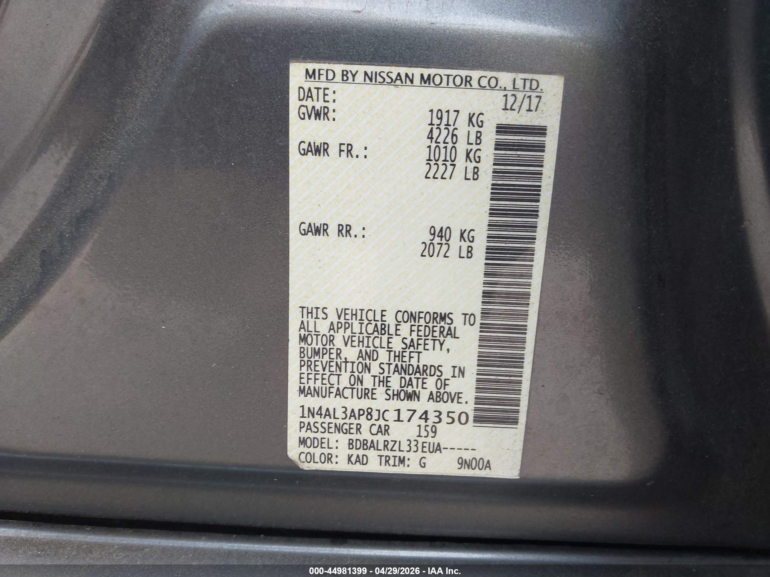NISSAN ALTIMA image 9