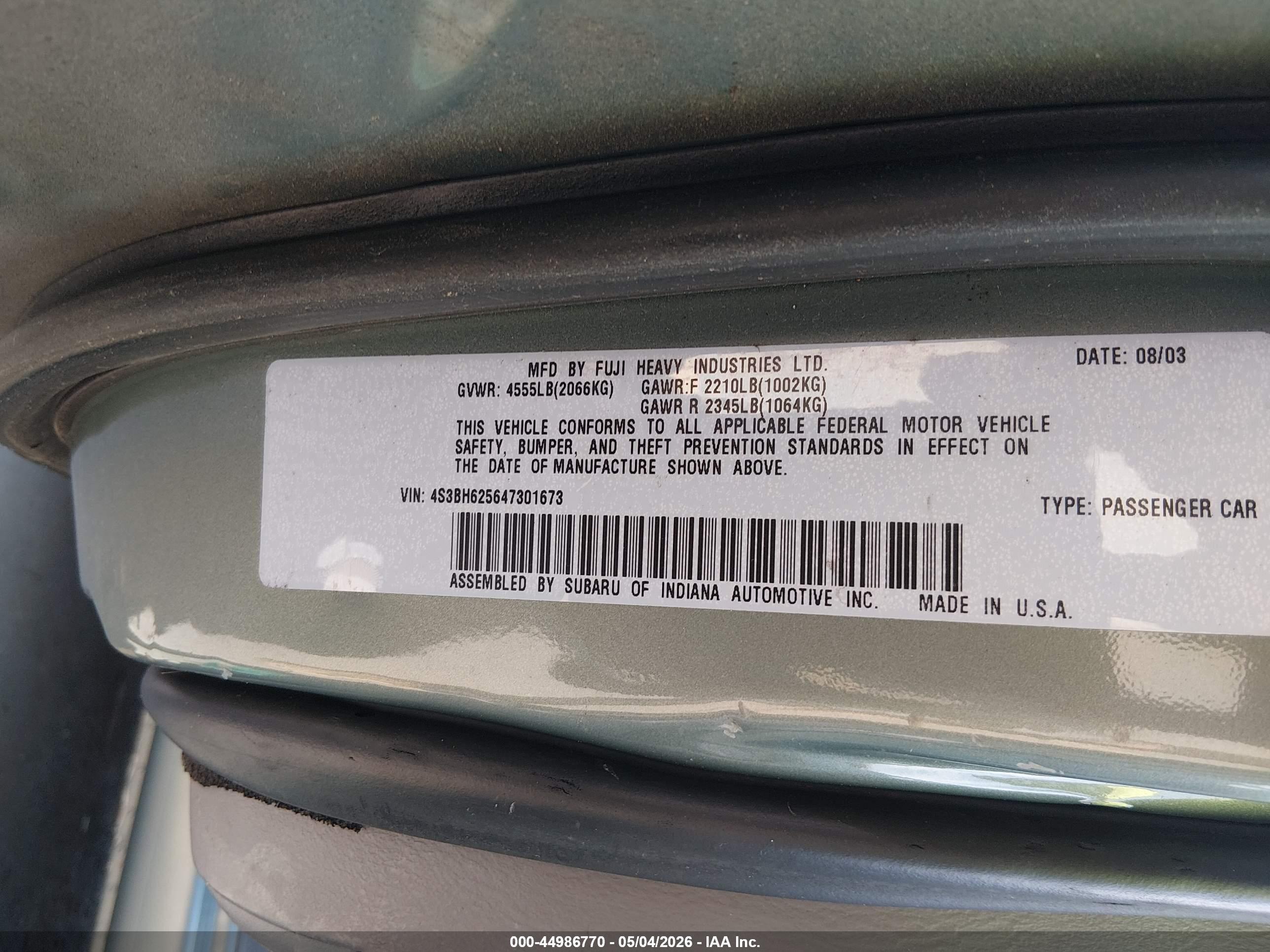 SUBARU LEGACY image 9
