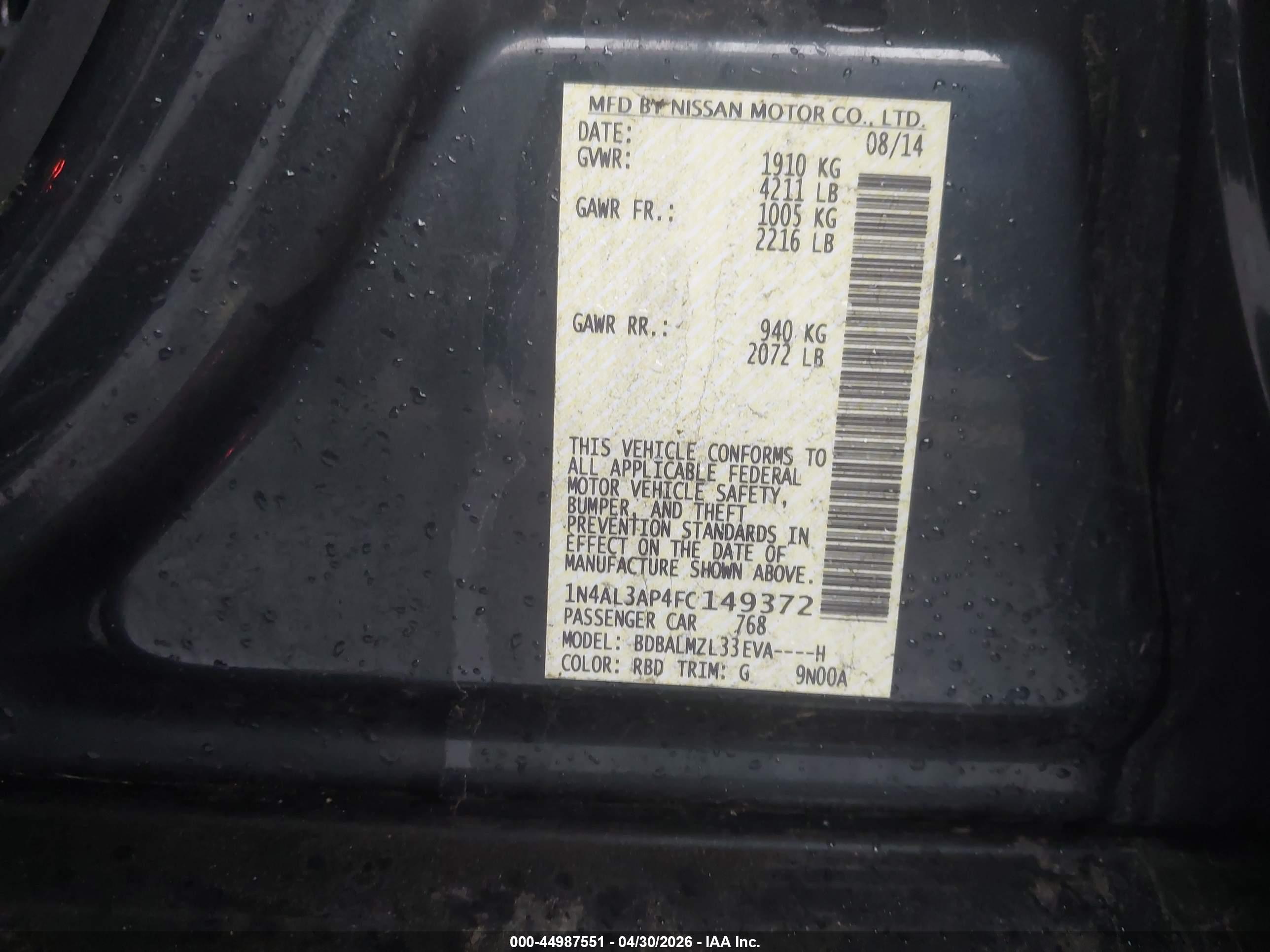 NISSAN ALTIMA image 9