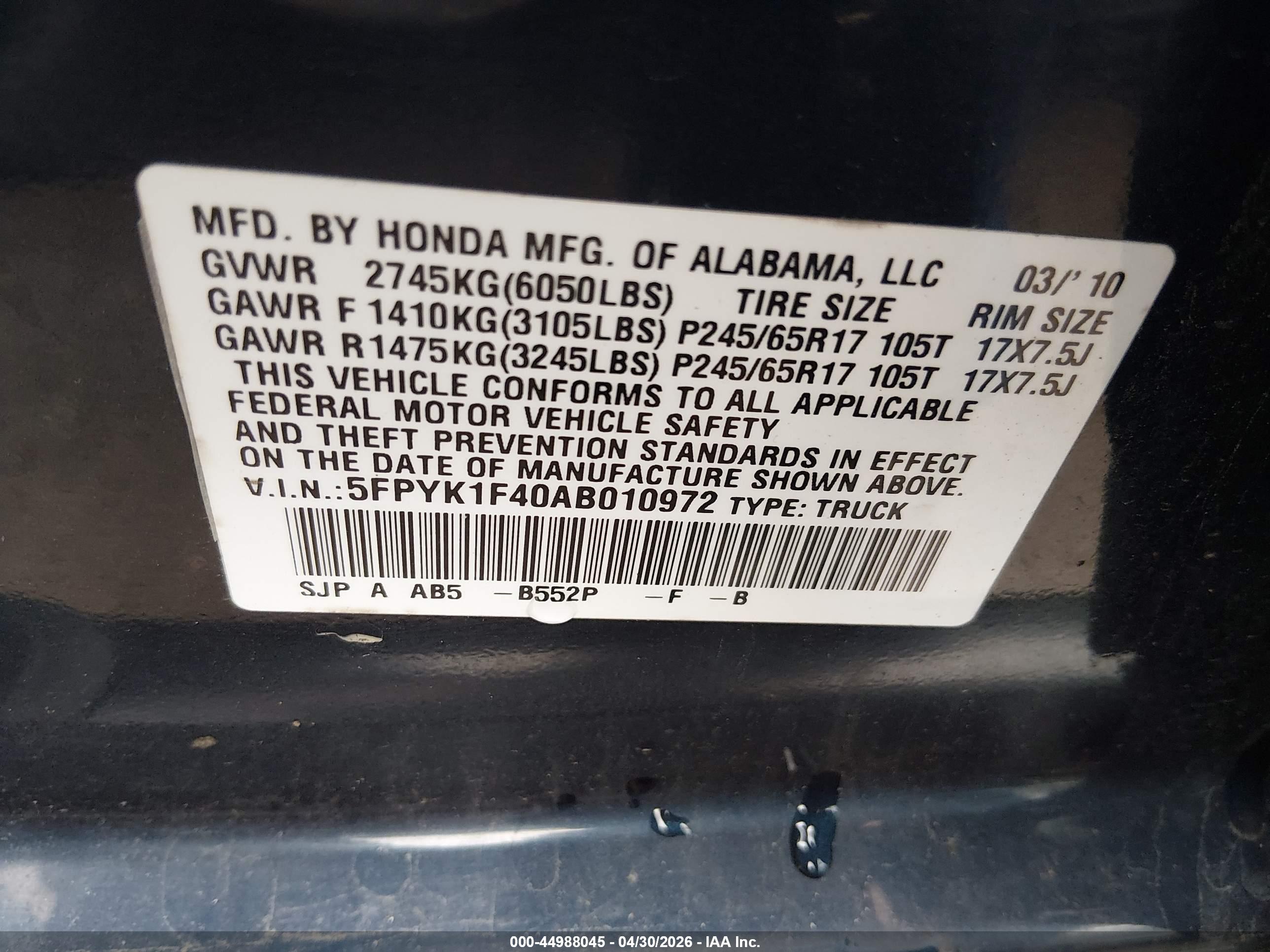 HONDA RIDGELINE image 9