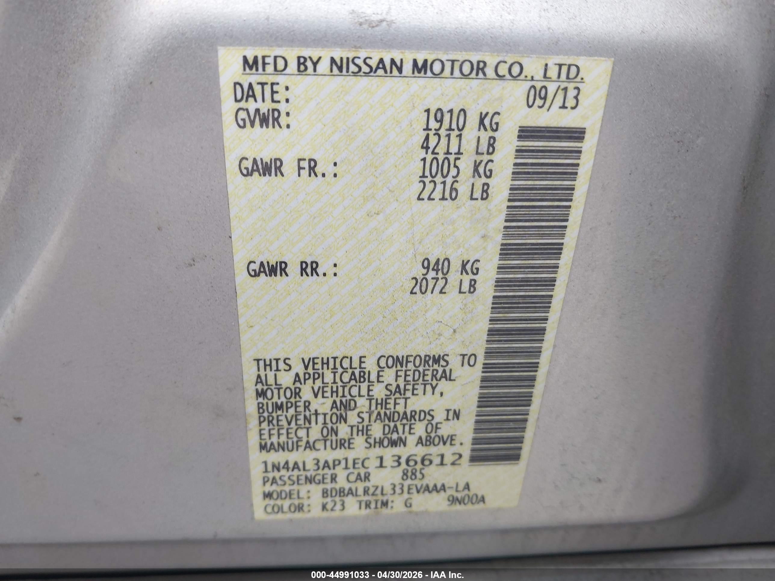 NISSAN ALTIMA image 9