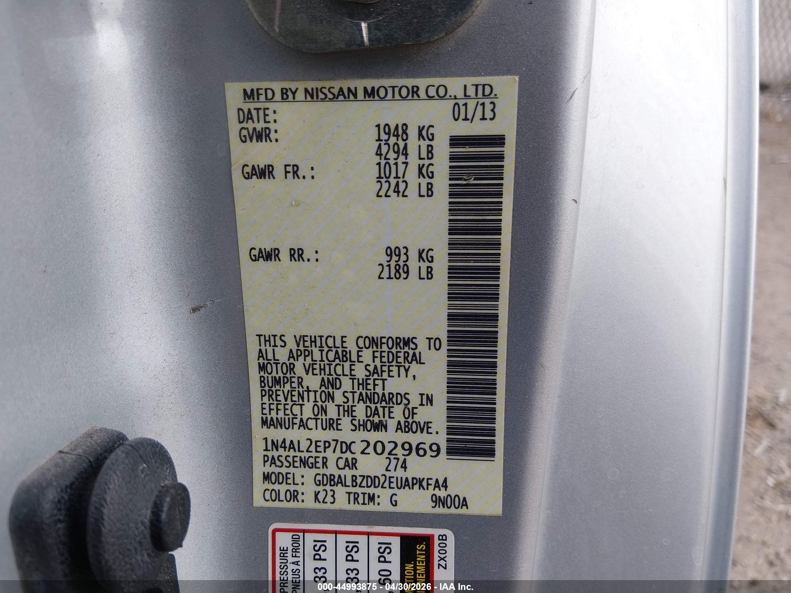 NISSAN ALTIMA image 9