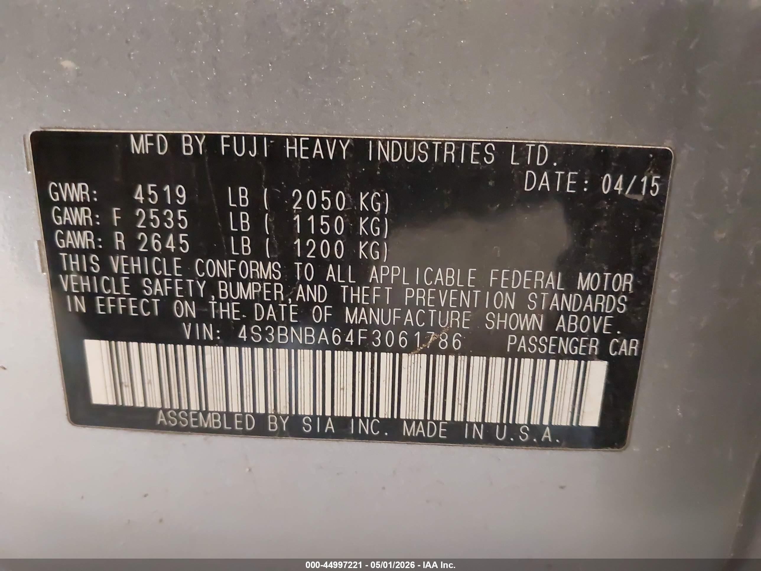SUBARU LEGACY image 9