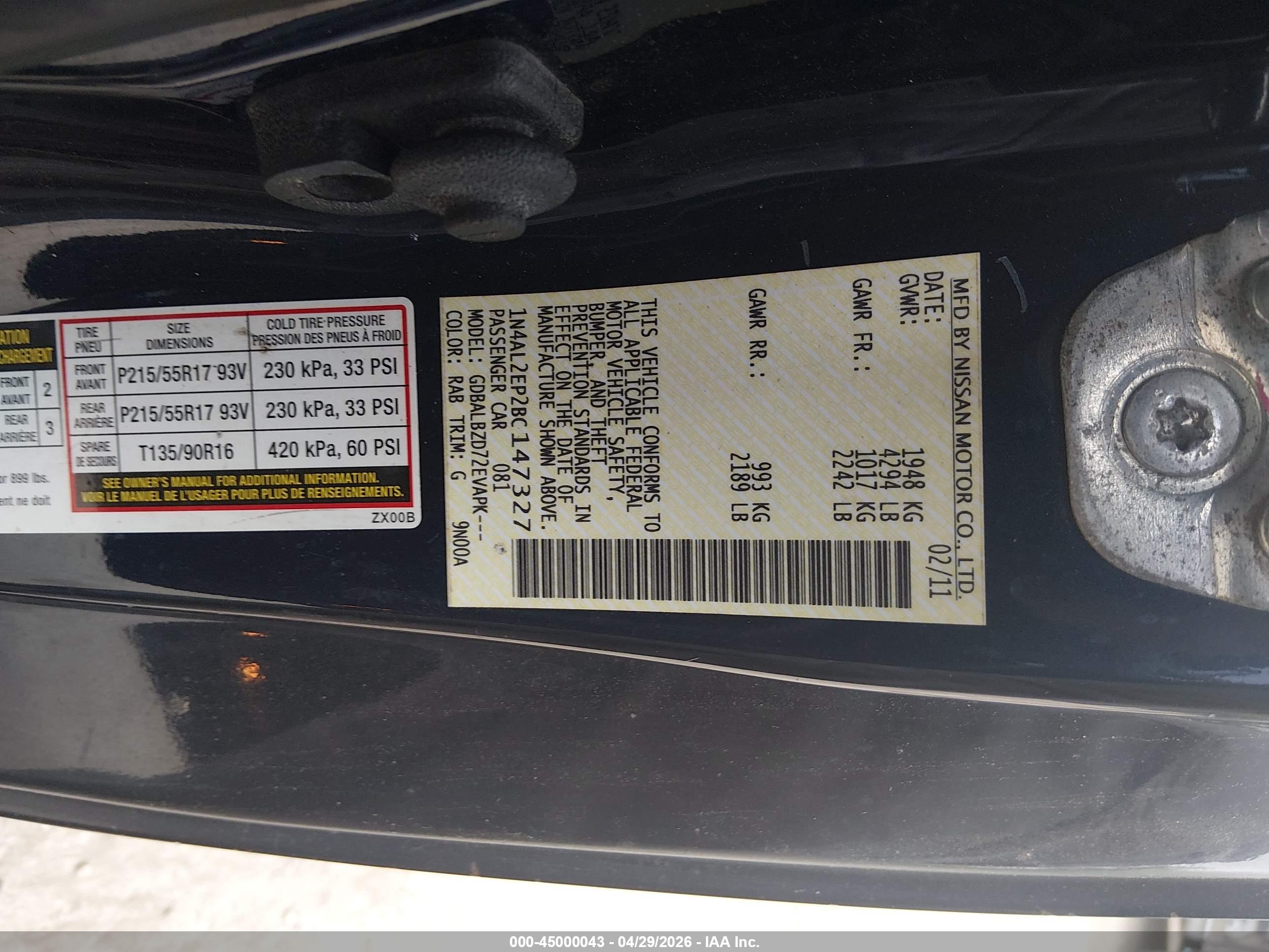 NISSAN ALTIMA image 9