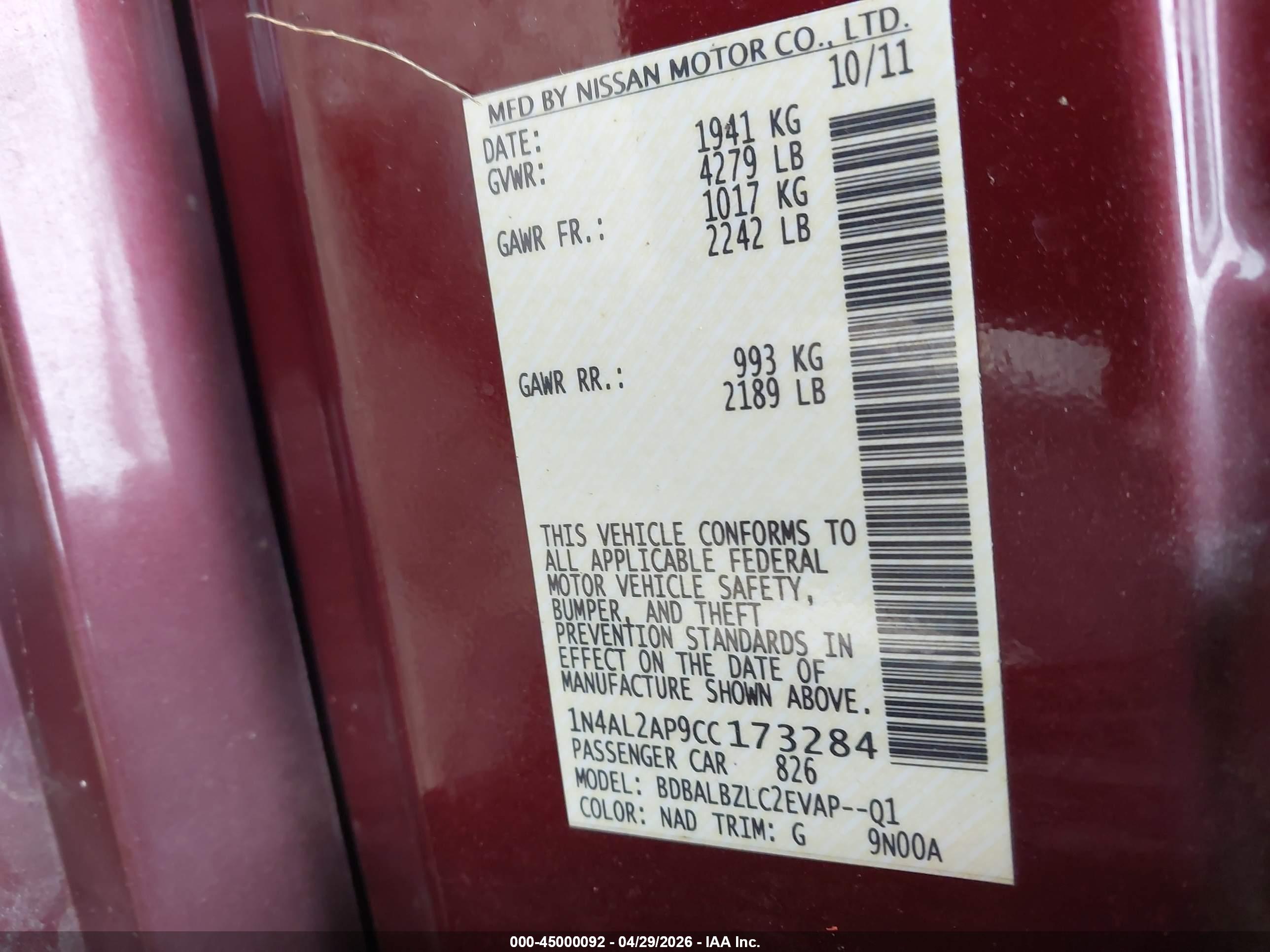 NISSAN ALTIMA image 9