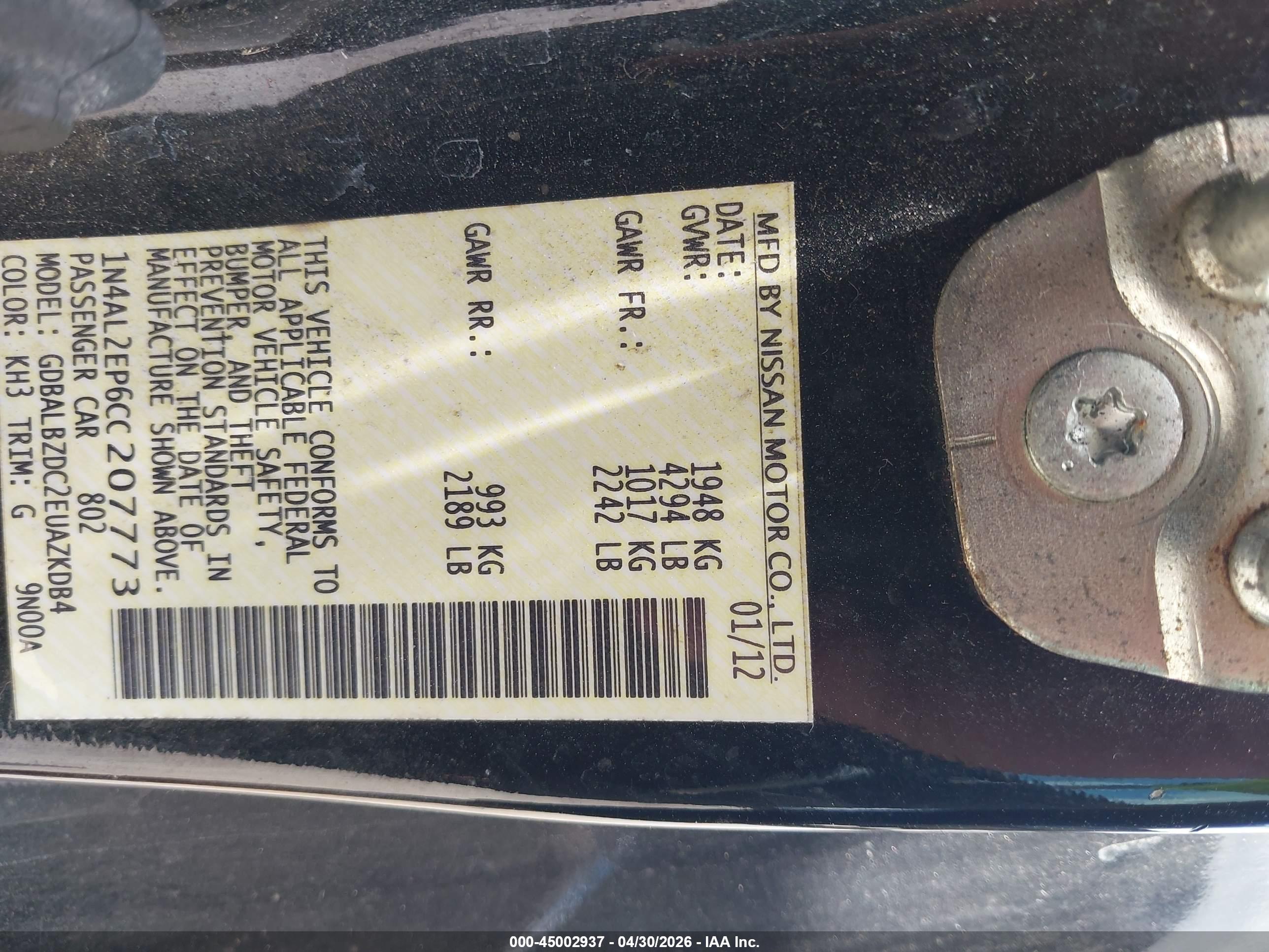 NISSAN ALTIMA image 9