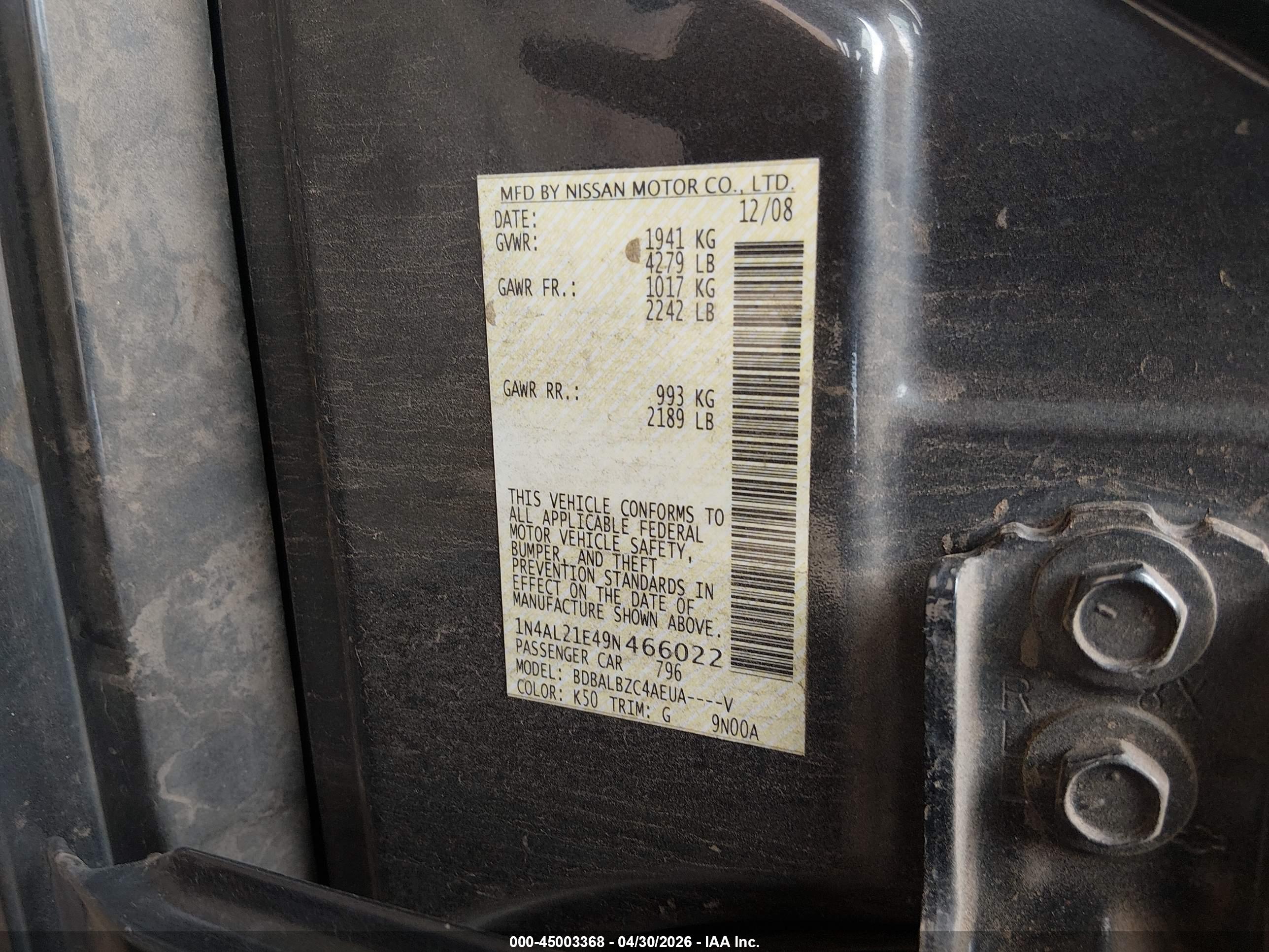 NISSAN ALTIMA image 9