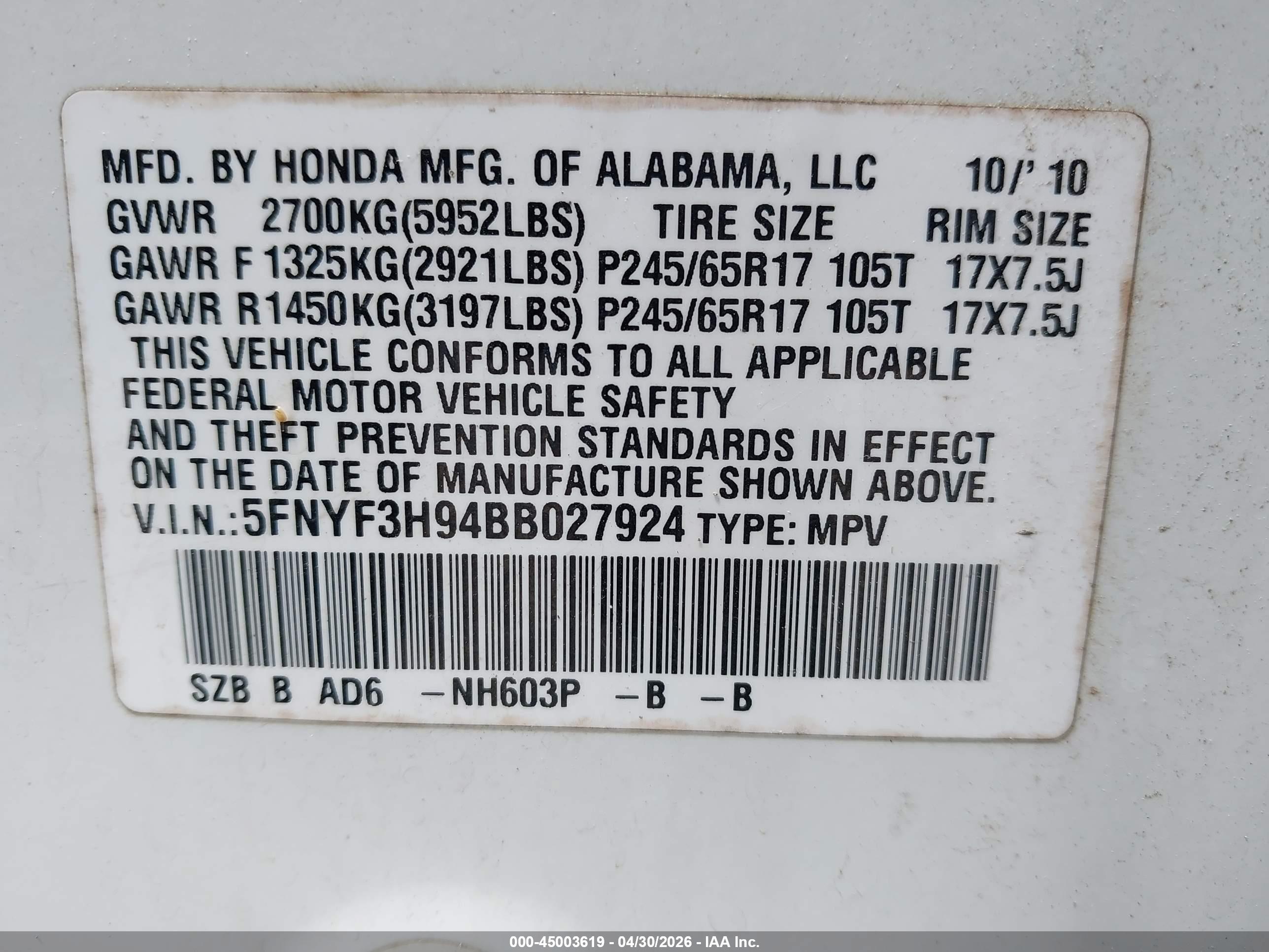 HONDA PILOT image 9