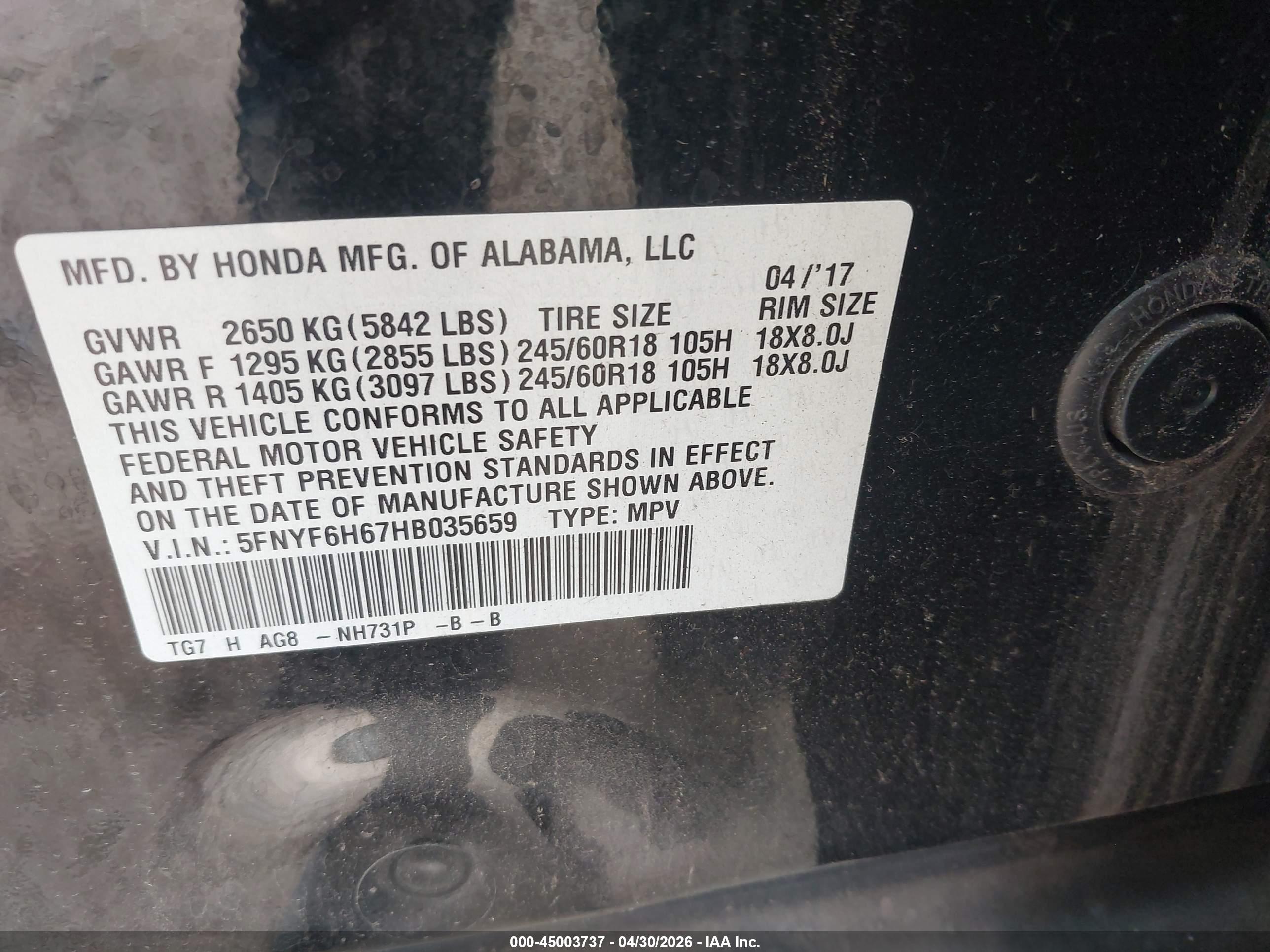 HONDA PILOT image 9