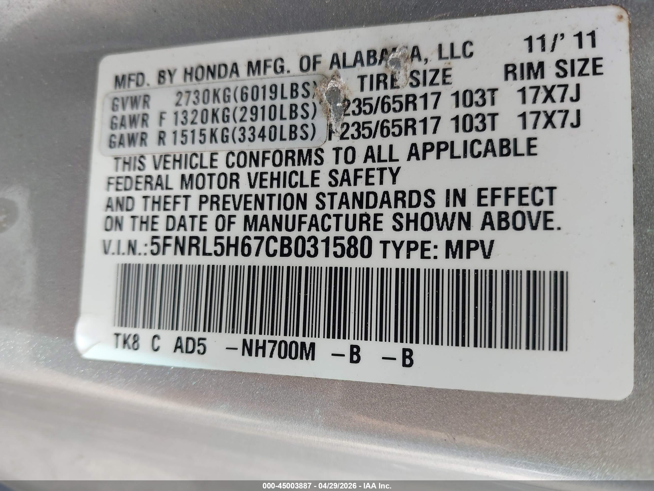 HONDA ODYSSEY image 9