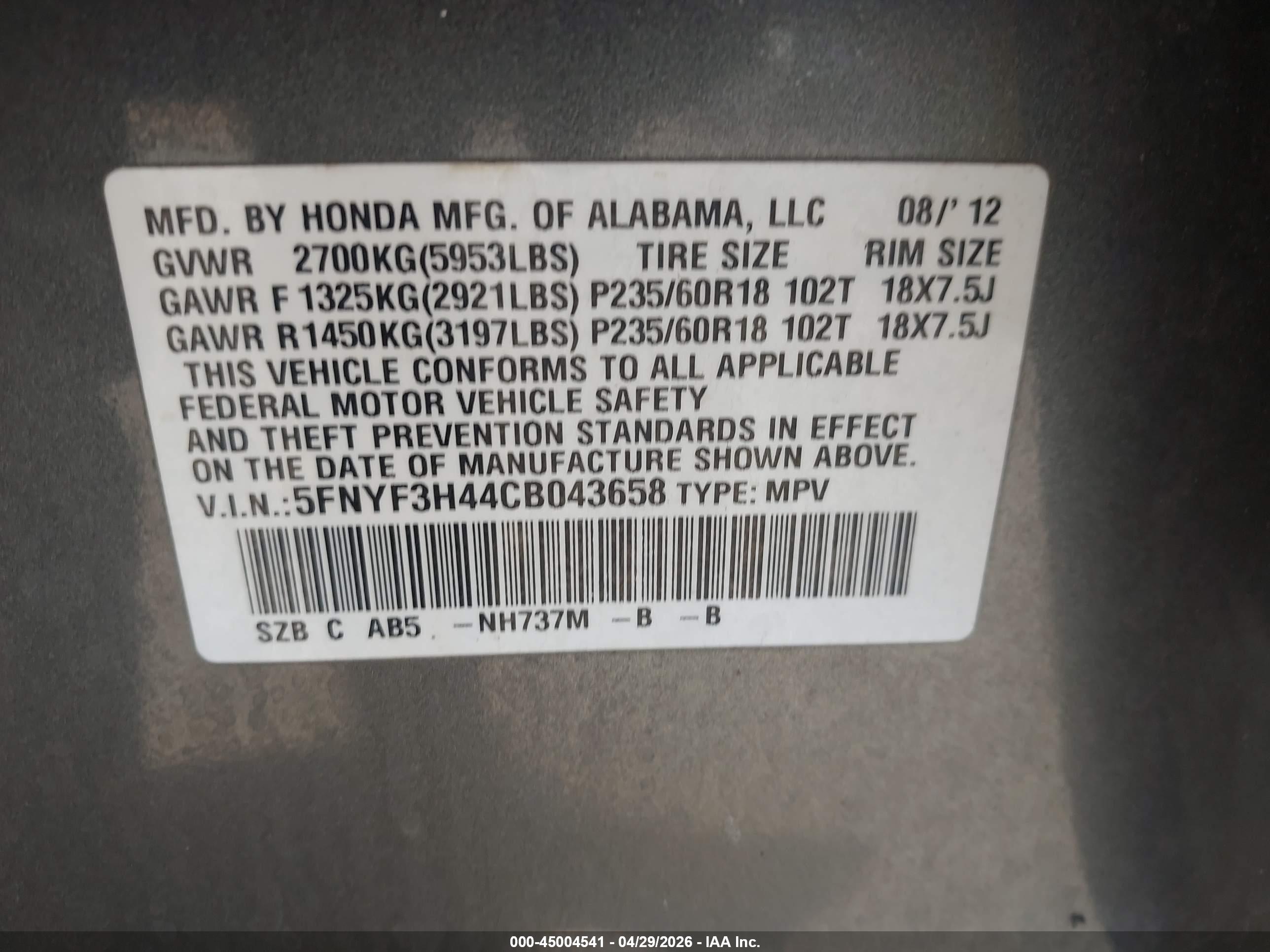 HONDA PILOT image 9