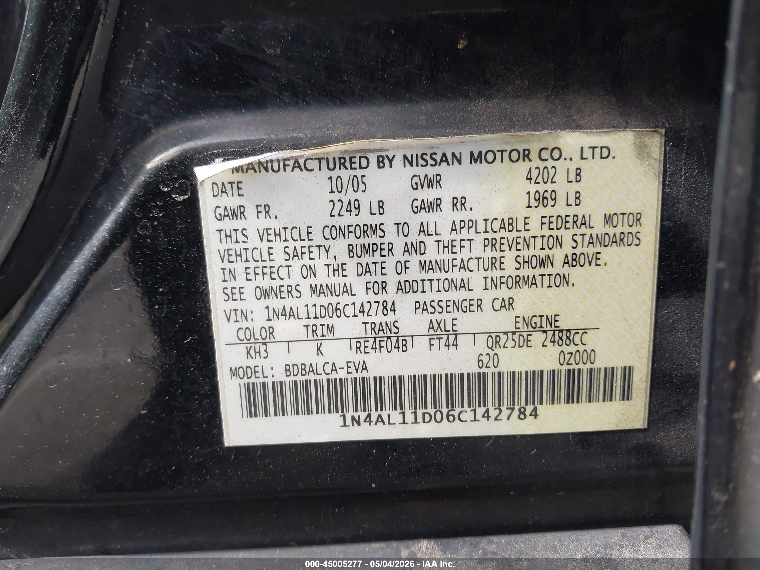 NISSAN ALTIMA image 9