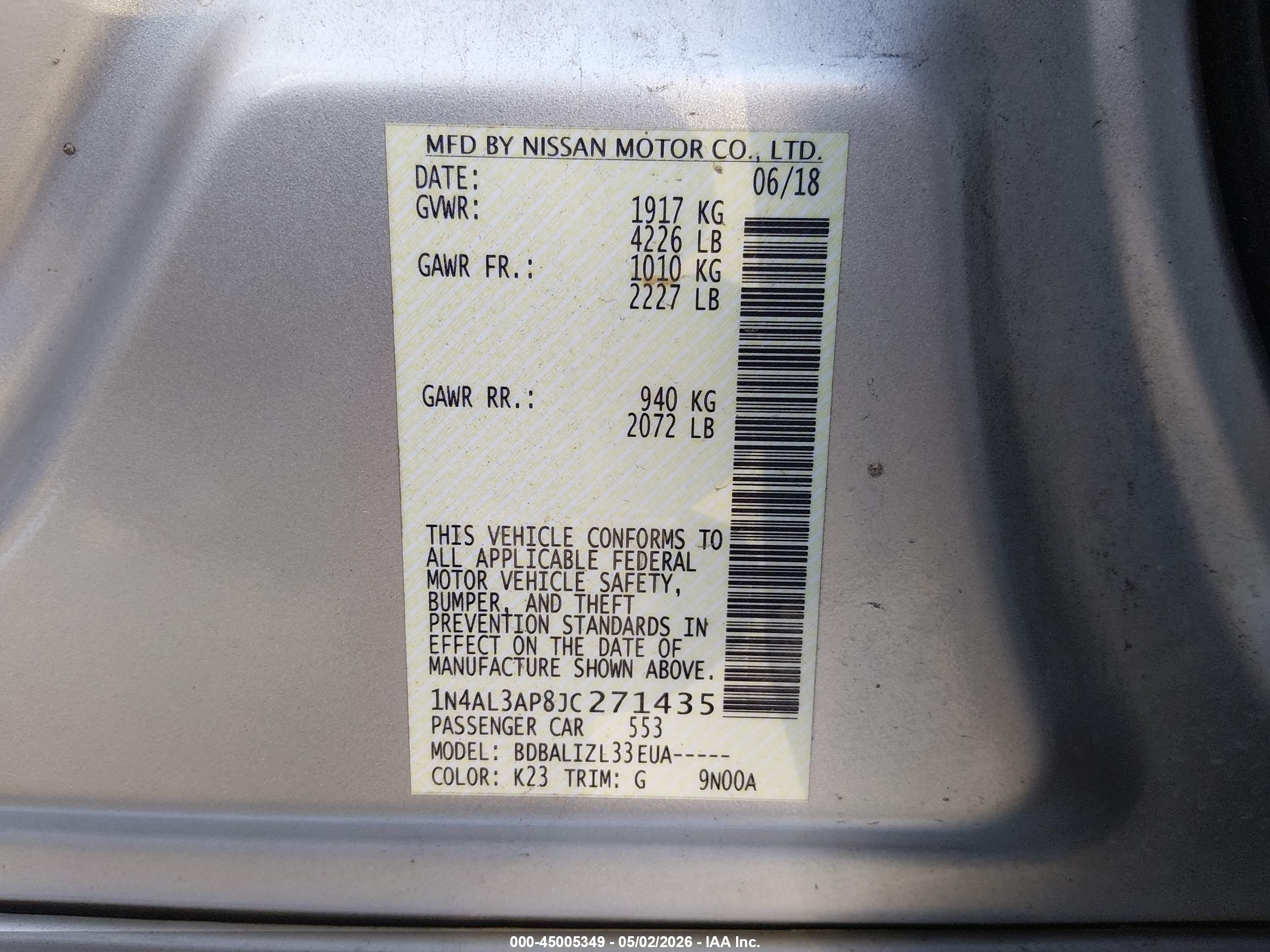 NISSAN ALTIMA image 9