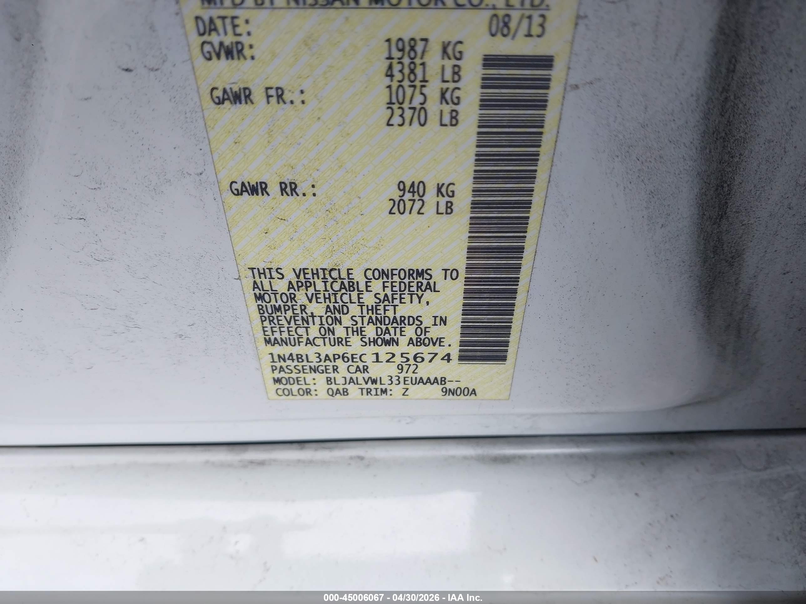 NISSAN ALTIMA image 9