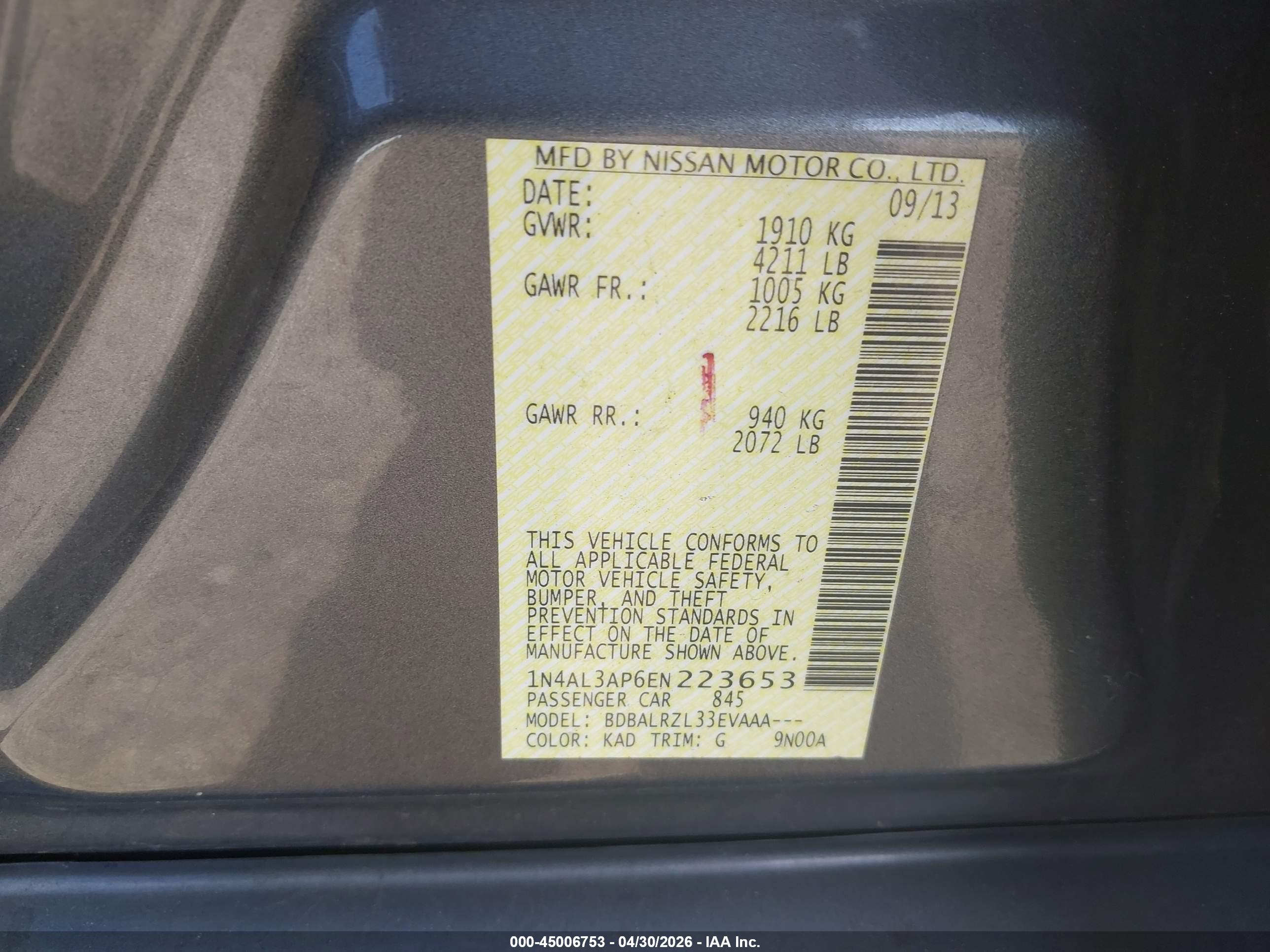 NISSAN ALTIMA image 9