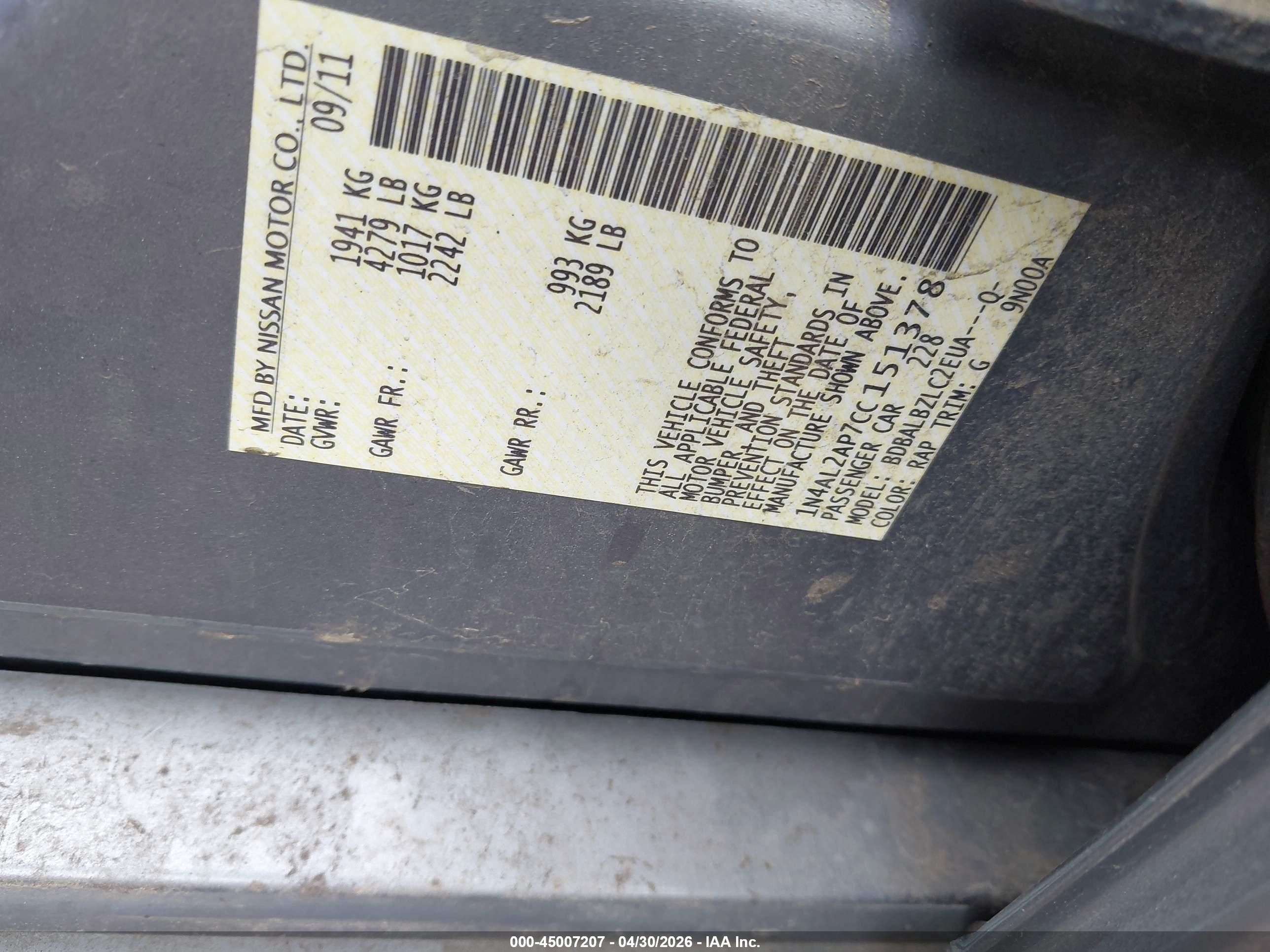 NISSAN ALTIMA image 9