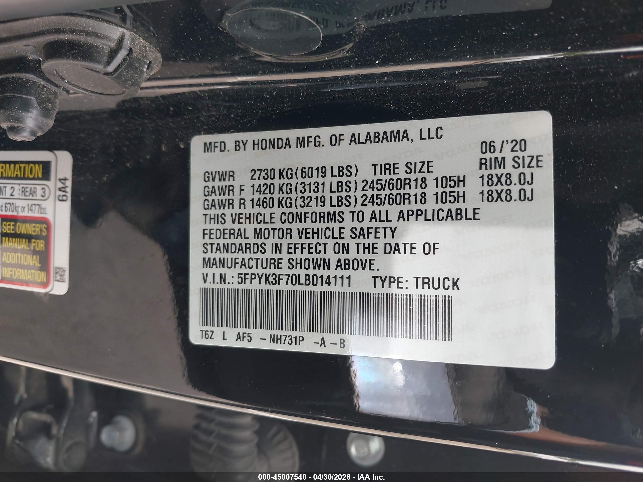 HONDA RIDGELINE image 9